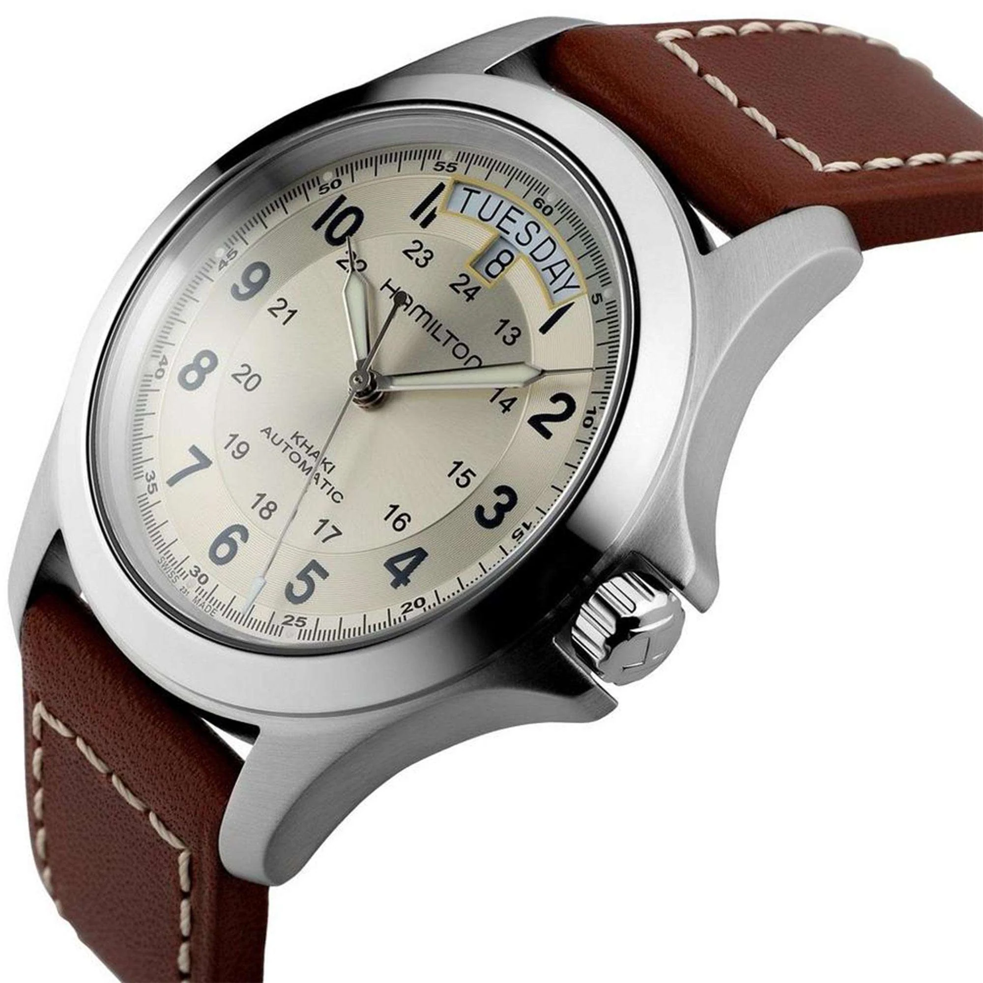 Hamilton Khaki Field Pioneer King Beige Dial Leather Strap Automatic Men's Watch H64455523 - Image 10