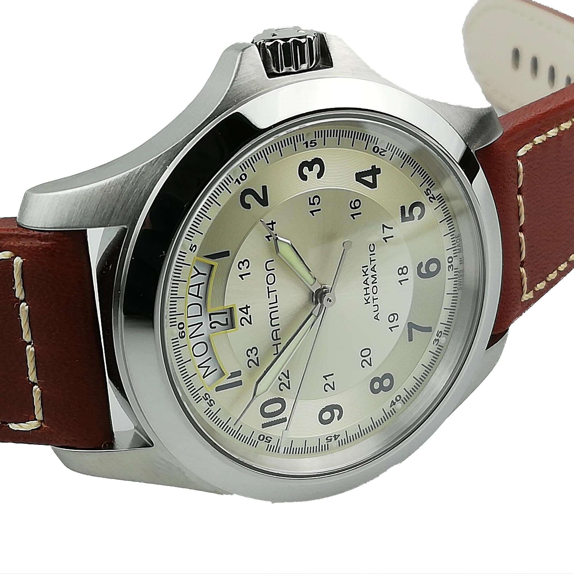 Hamilton Khaki Field Pioneer King Beige Dial Leather Strap Automatic Men's Watch H64455523 - Image 3