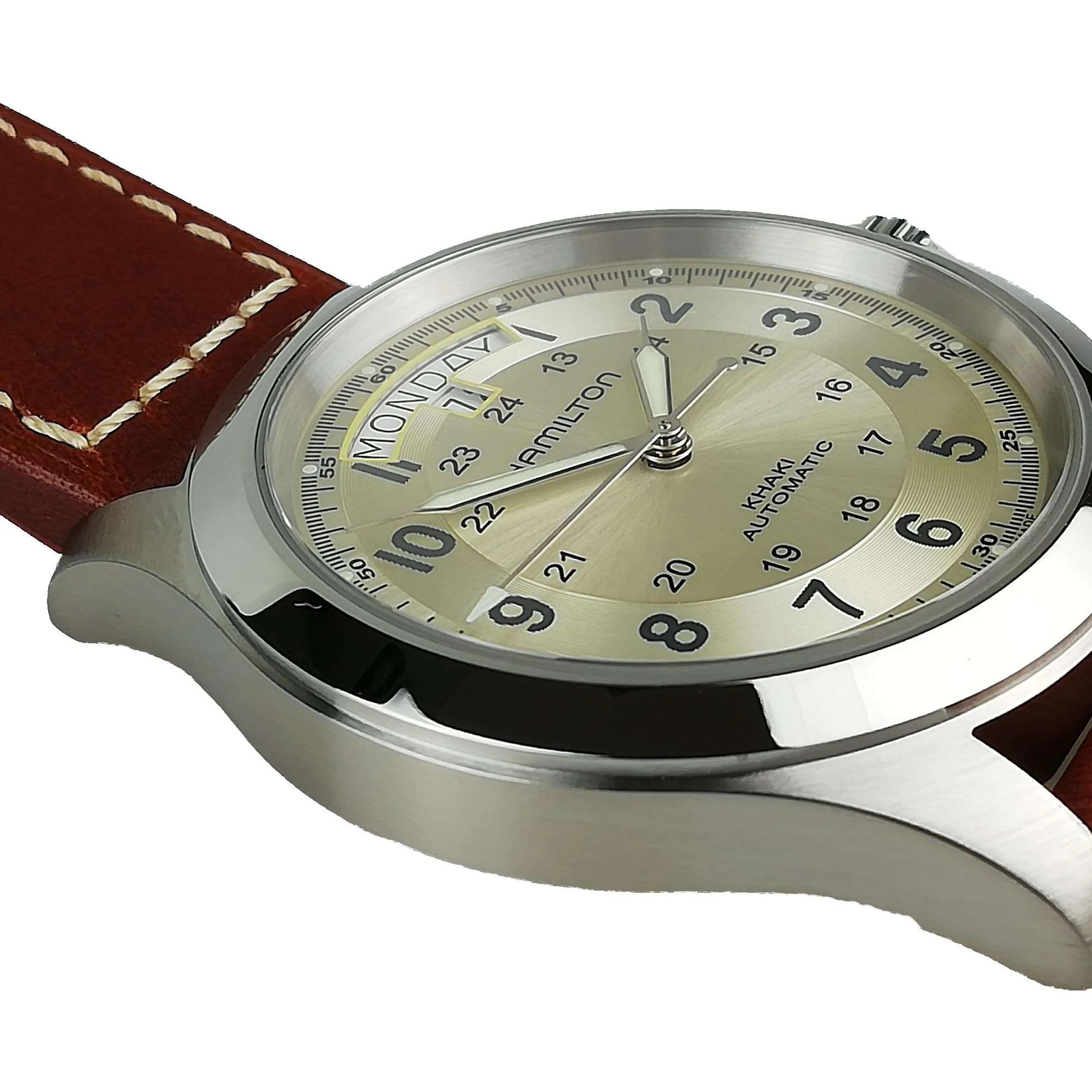 Hamilton Khaki Field Pioneer King Beige Dial Leather Strap Automatic Men's Watch H64455523 - Image 7