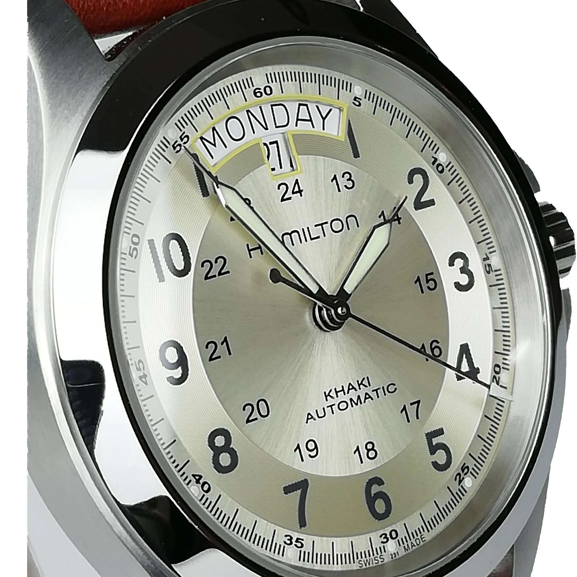 Hamilton Khaki Field Pioneer King Beige Dial Leather Strap Automatic Men's Watch H64455523 - Image 8