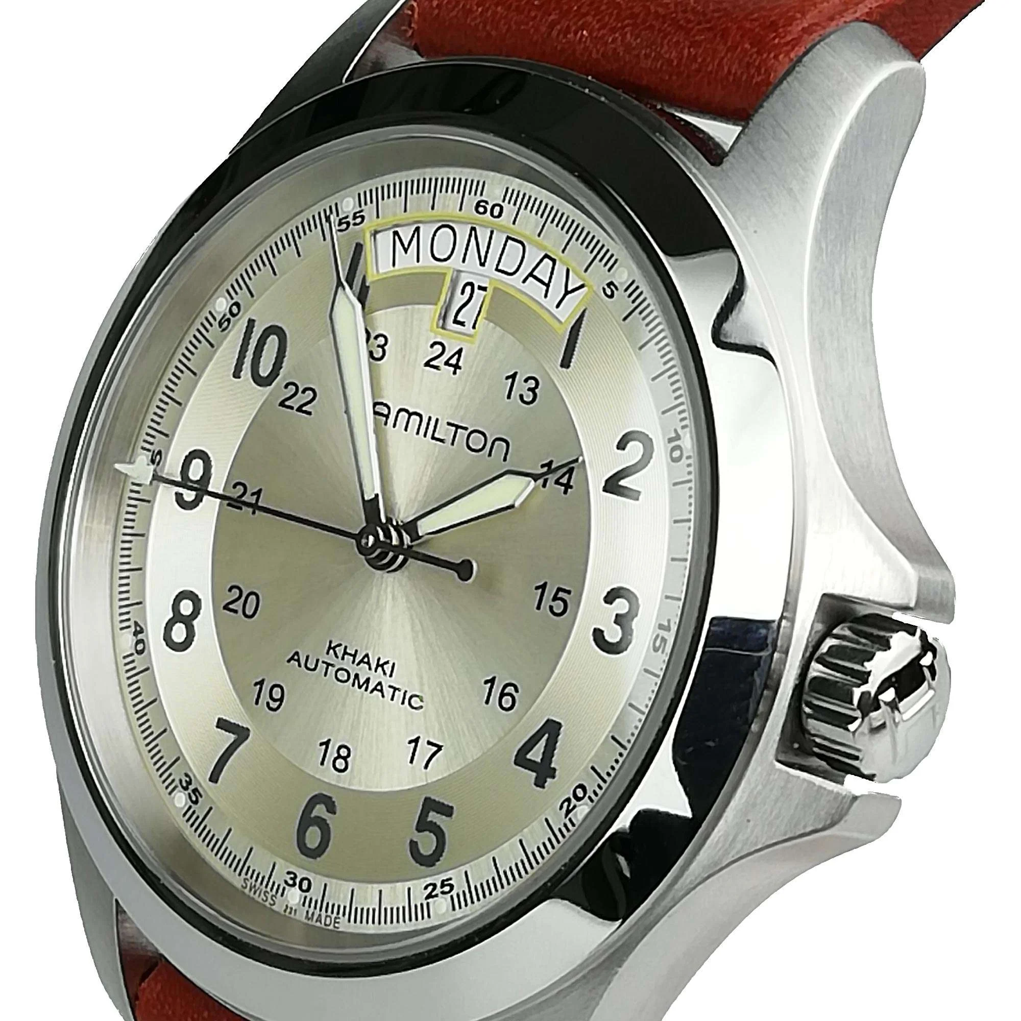 Hamilton Khaki Field Pioneer King Beige Dial Leather Strap Automatic Men's Watch H64455523 - Image 9