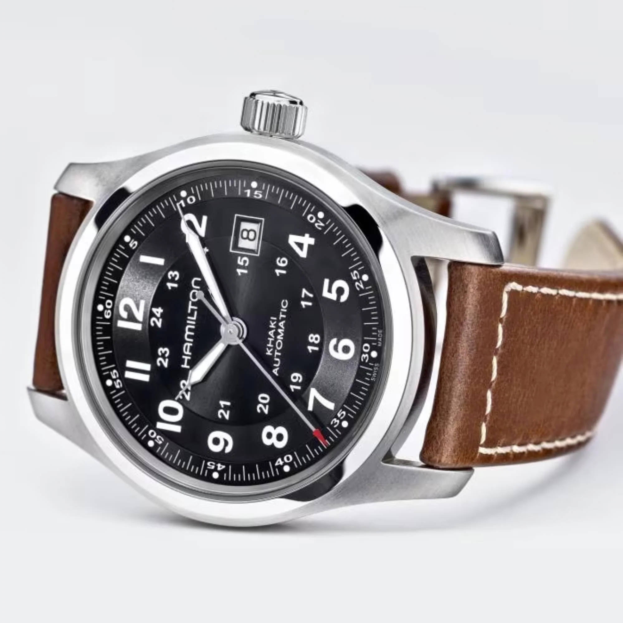 Hamilton Khaki Field 'The Avengers' Automatic Black Dial Brown Leather Strap Men's Watch H70555533 - Image 3