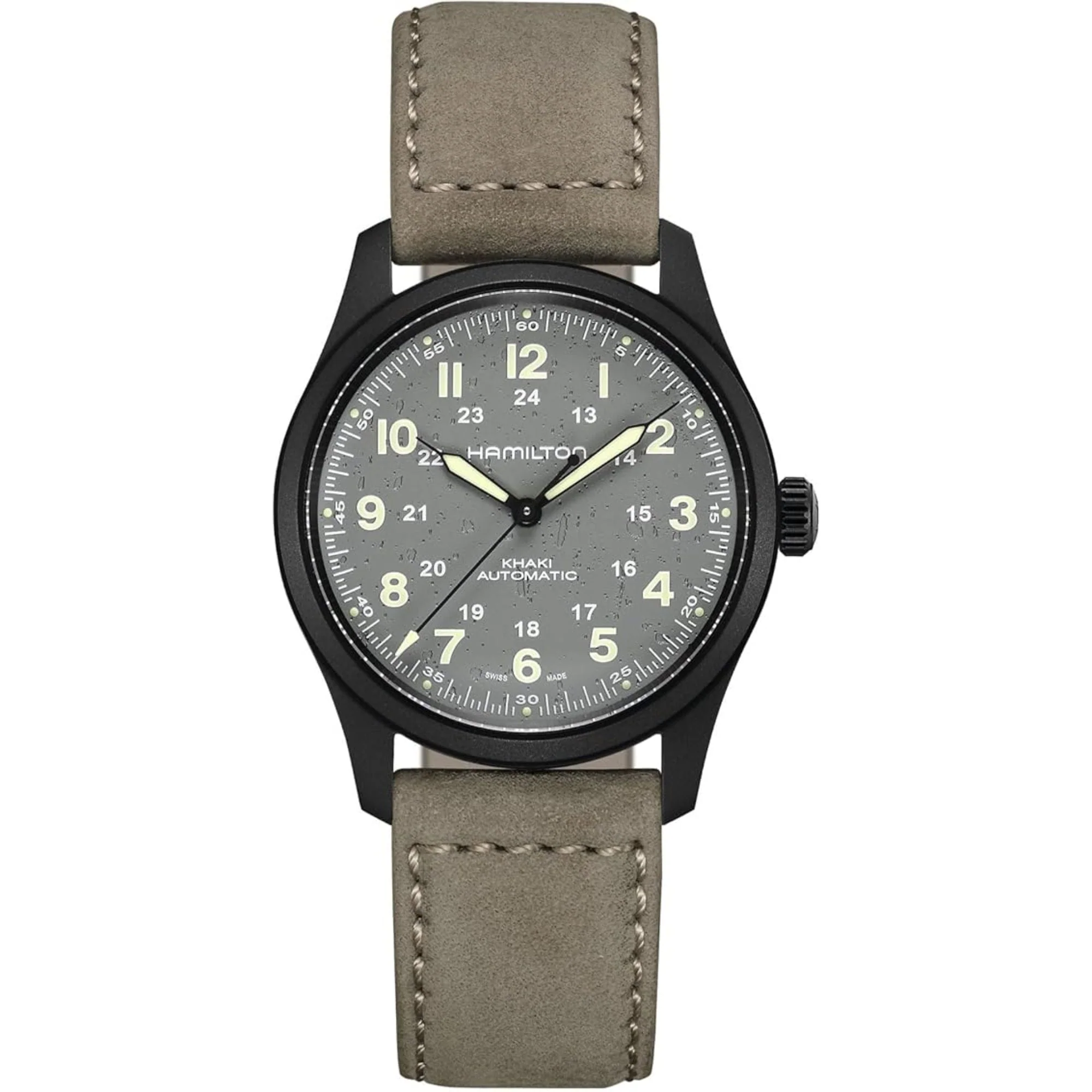 Hamilton Khaki Field Titanium Automatic Grey Dial Brown Leather Strap Men's Watch H70215880 - Image 8