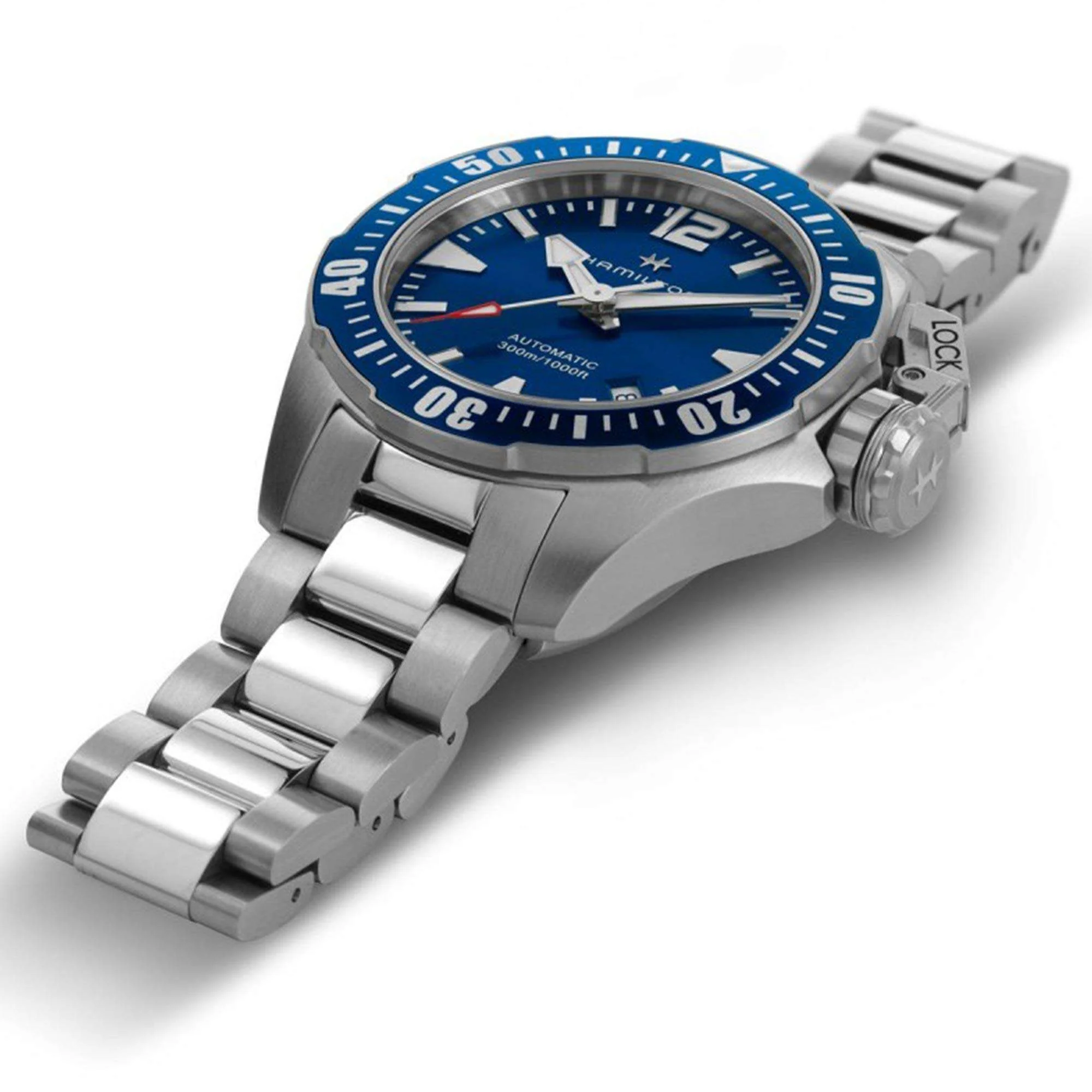 Hamilton Khaki Navy Frogman Automatic Blue Dial Stainless Steel Bracelet Men's Watch H77705145 - Image 4