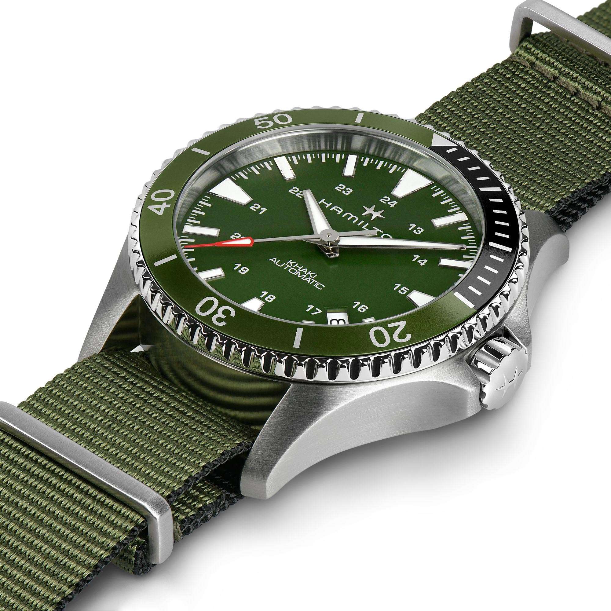 Hamilton Khaki Navy Scuba Automatic Green Dial NATO Strap Men's Watch H82375961 - Image 4