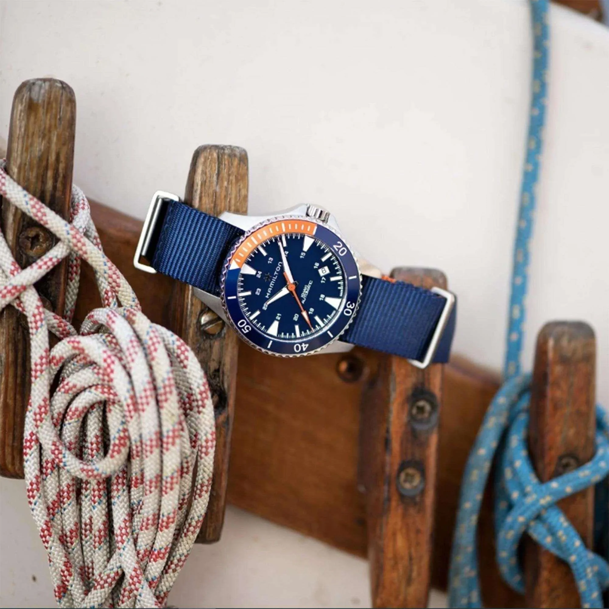 Hamilton Khaki Navy Scuba Automatic Blue Dial Blue NATO Strap Men's Watch H82365941 - Image 20