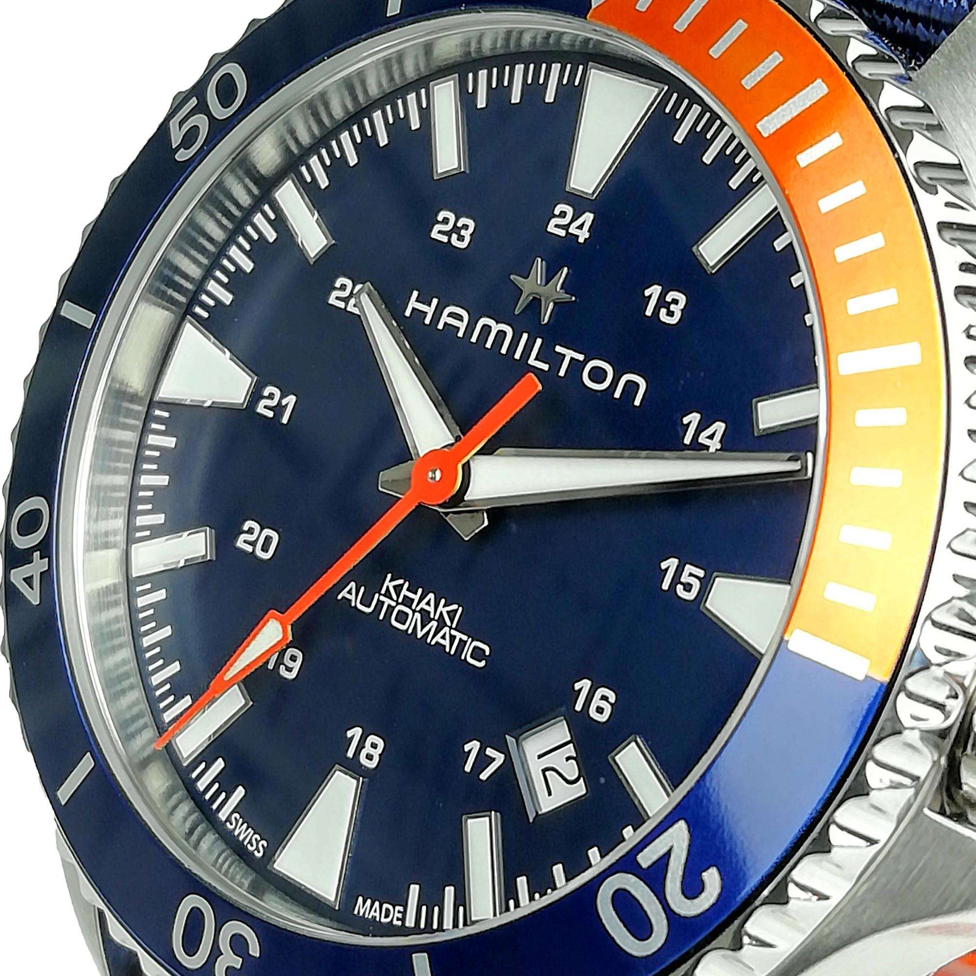 Hamilton Khaki Navy Scuba Automatic Blue Dial Blue NATO Strap Men's Watch H82365941 - Image 3