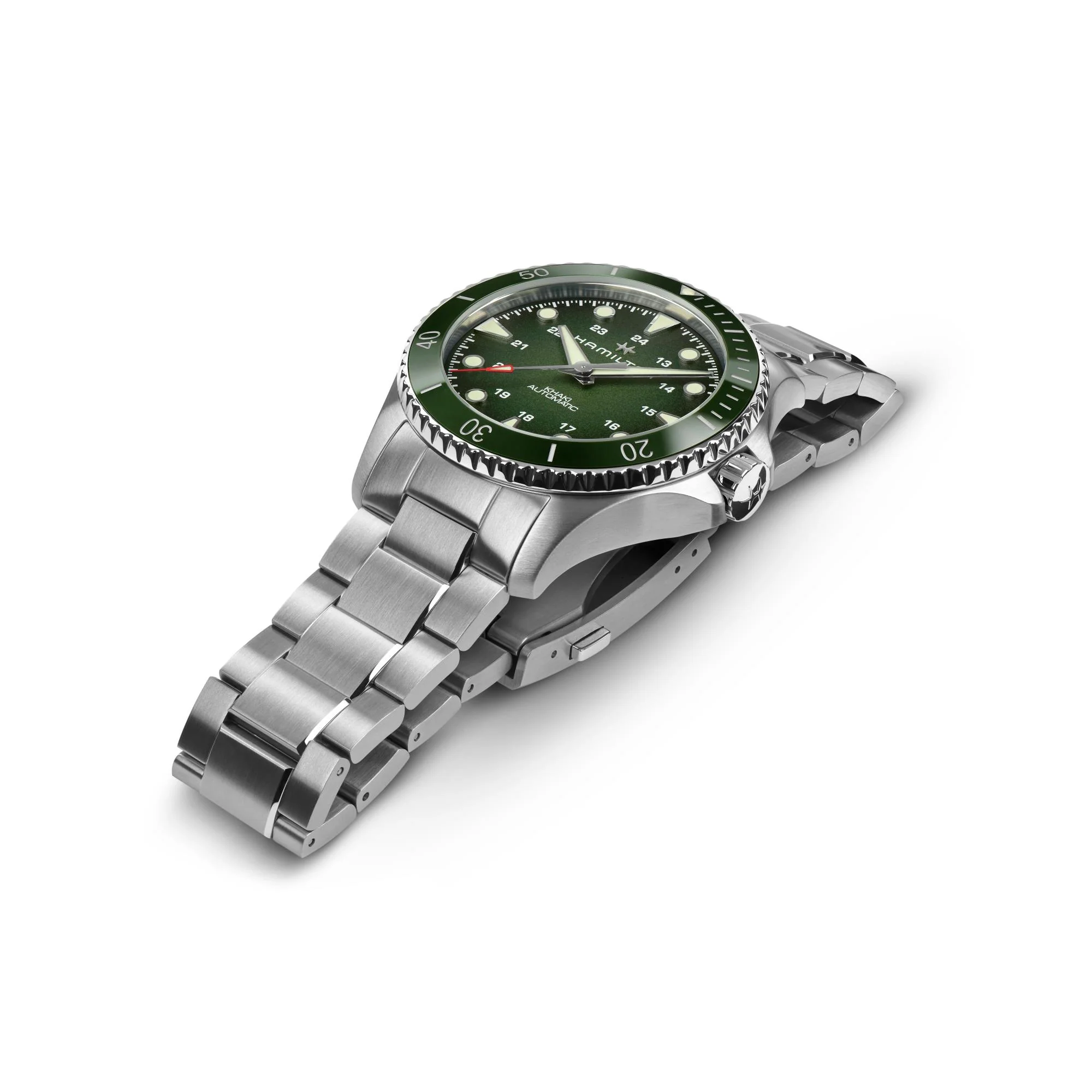 Hamilton Khaki Navy Scuba Automatic Green Dial Steel Strap Men's Watch H82525160 - Image 4