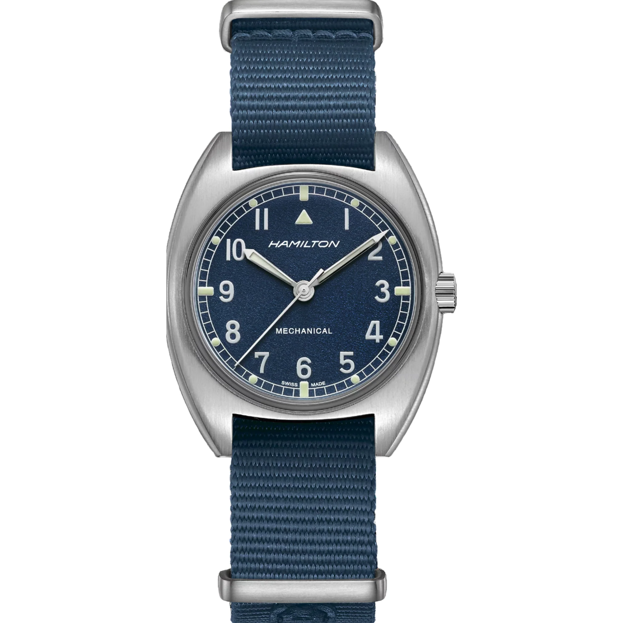 Hamilton Khaki Aviation Pilot Pioneer Mechanical Blue Dial NATO Strap Unisex Watch H76419941