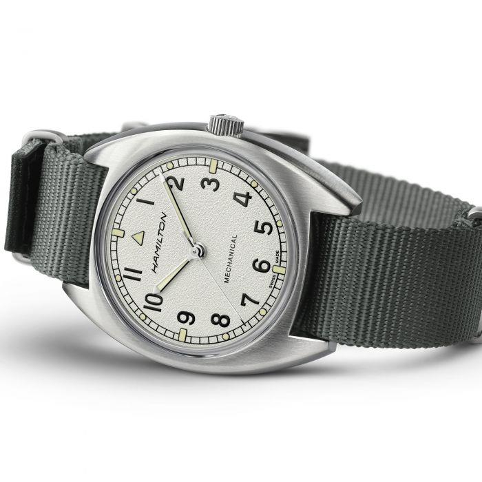Hamilton Khaki Pilot Pioneer Mechanical Silver Dial NATO Strap Unisex Watch H76419951 - Image 4