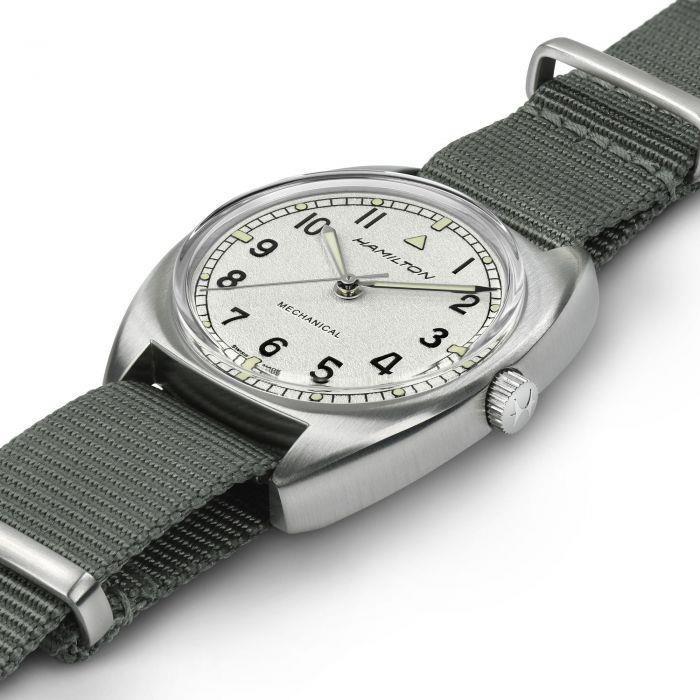 Hamilton Khaki Pilot Pioneer Mechanical Silver Dial NATO Strap Unisex Watch H76419951 - Image 5