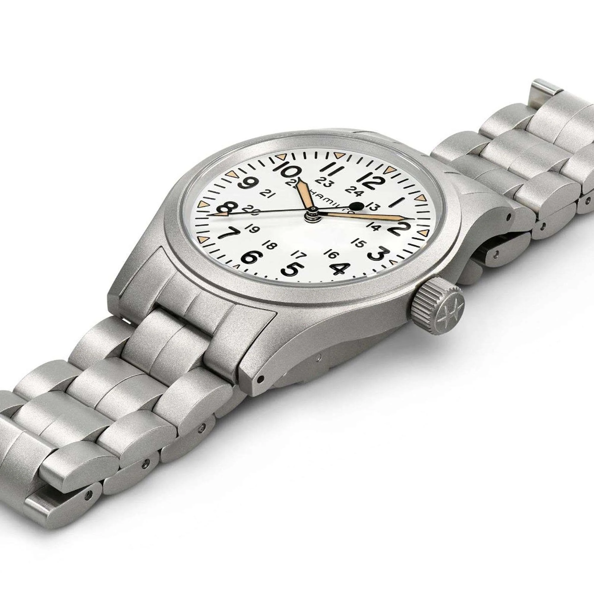 Hamilton Khaki Field Mechanical White Dial Stainless Steel Bracelet Men's Watch H69439111 - Image 6