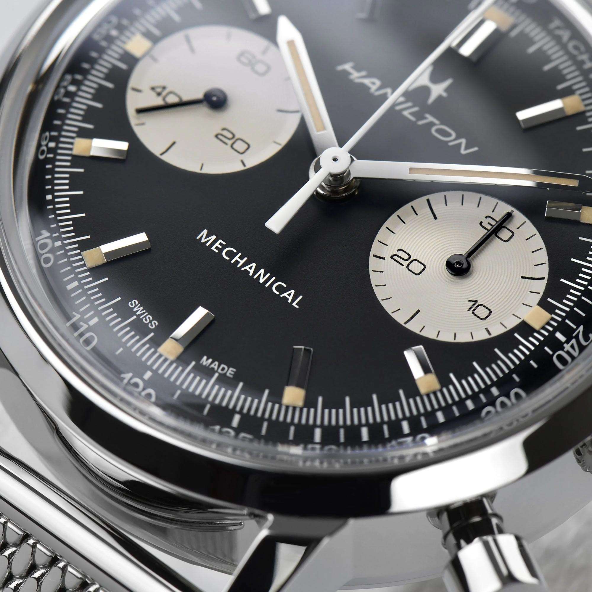 Hamilton American Classic Intra-Matic H Mechanical Chronograph Black Dial Milanese Bracelet Men's Watch H38429130 - Image 4