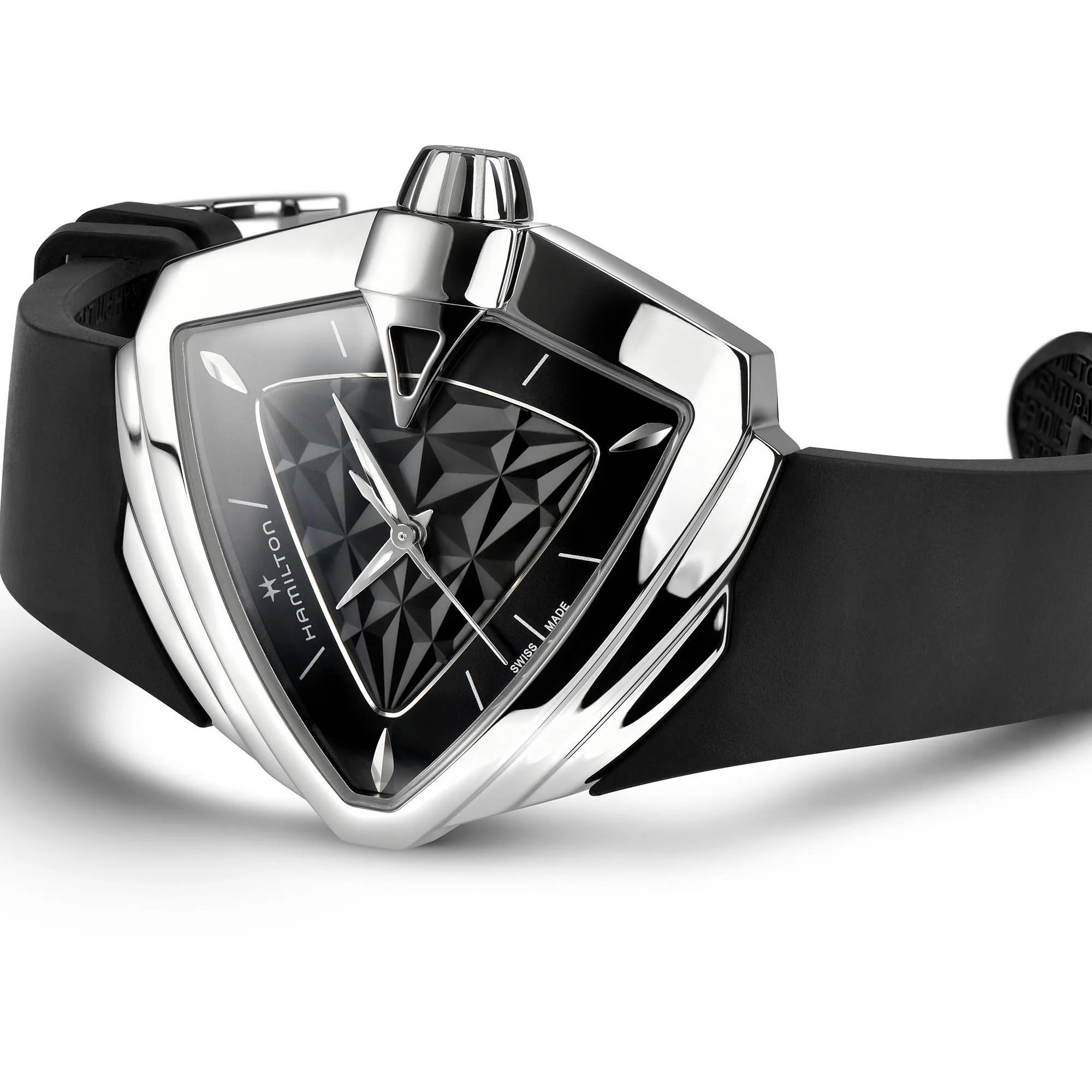Hamilton Ventura S Quartz Black Dial Black Rubber Strap Men's Watch H24251330 - Image 3