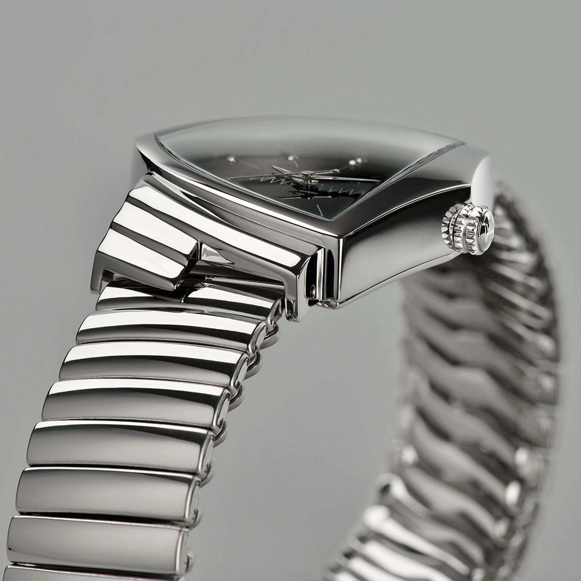 Hamilton Ventura Quartz Black Dial Silver Steel Bracelet Men's Watch H24411232 - Image 3
