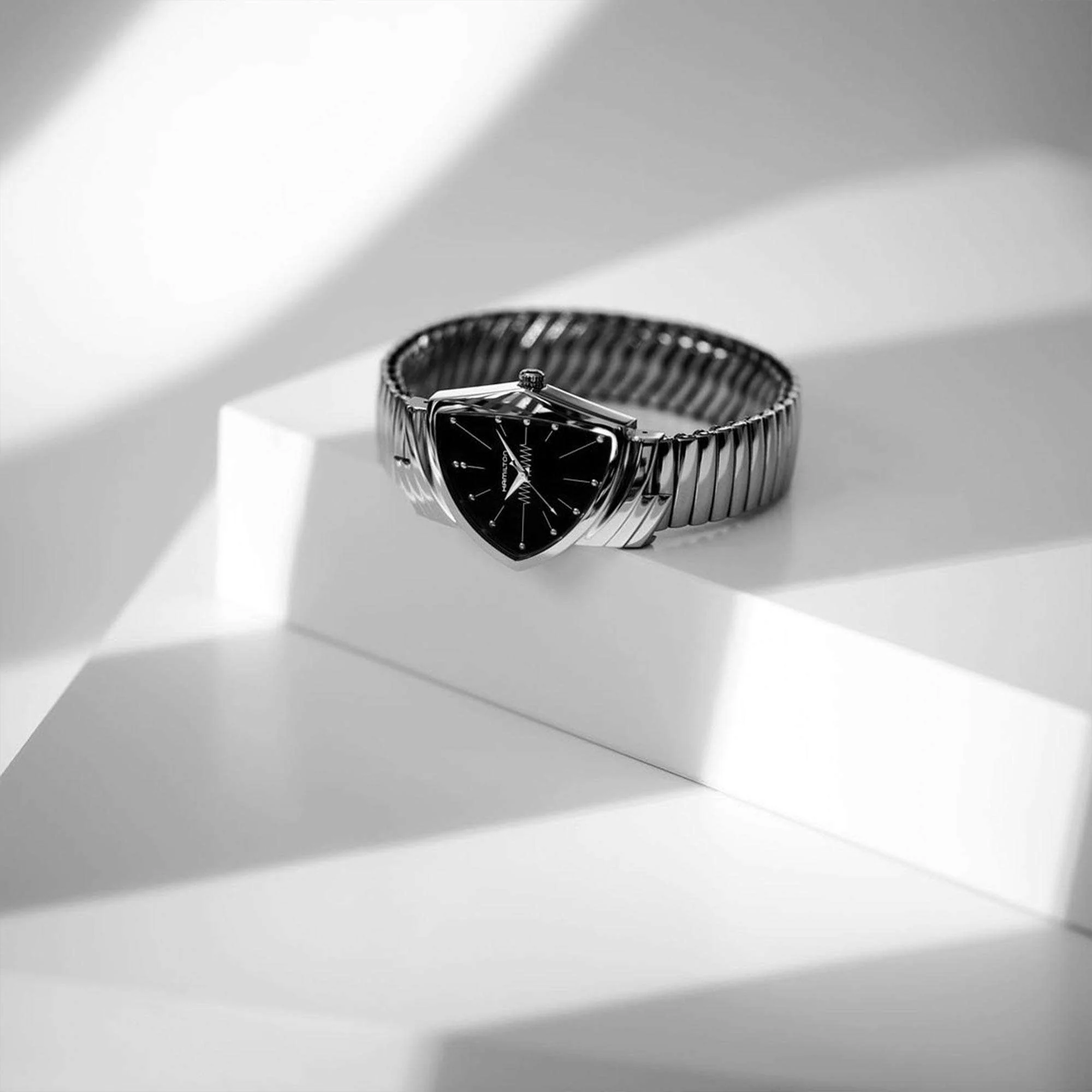 Hamilton Ventura Quartz Black Dial Silver Steel Bracelet Men's Watch H24411232 - Image 5