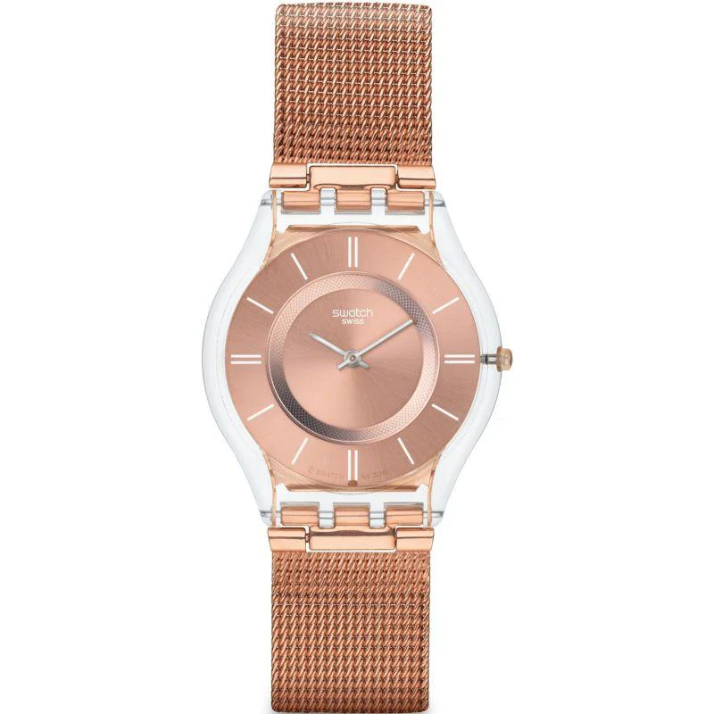 Hello Darling Skin Quartz Rose-Gold Dial Stainless Steel Bracelet Ladies Watch SFP115M - Image 4