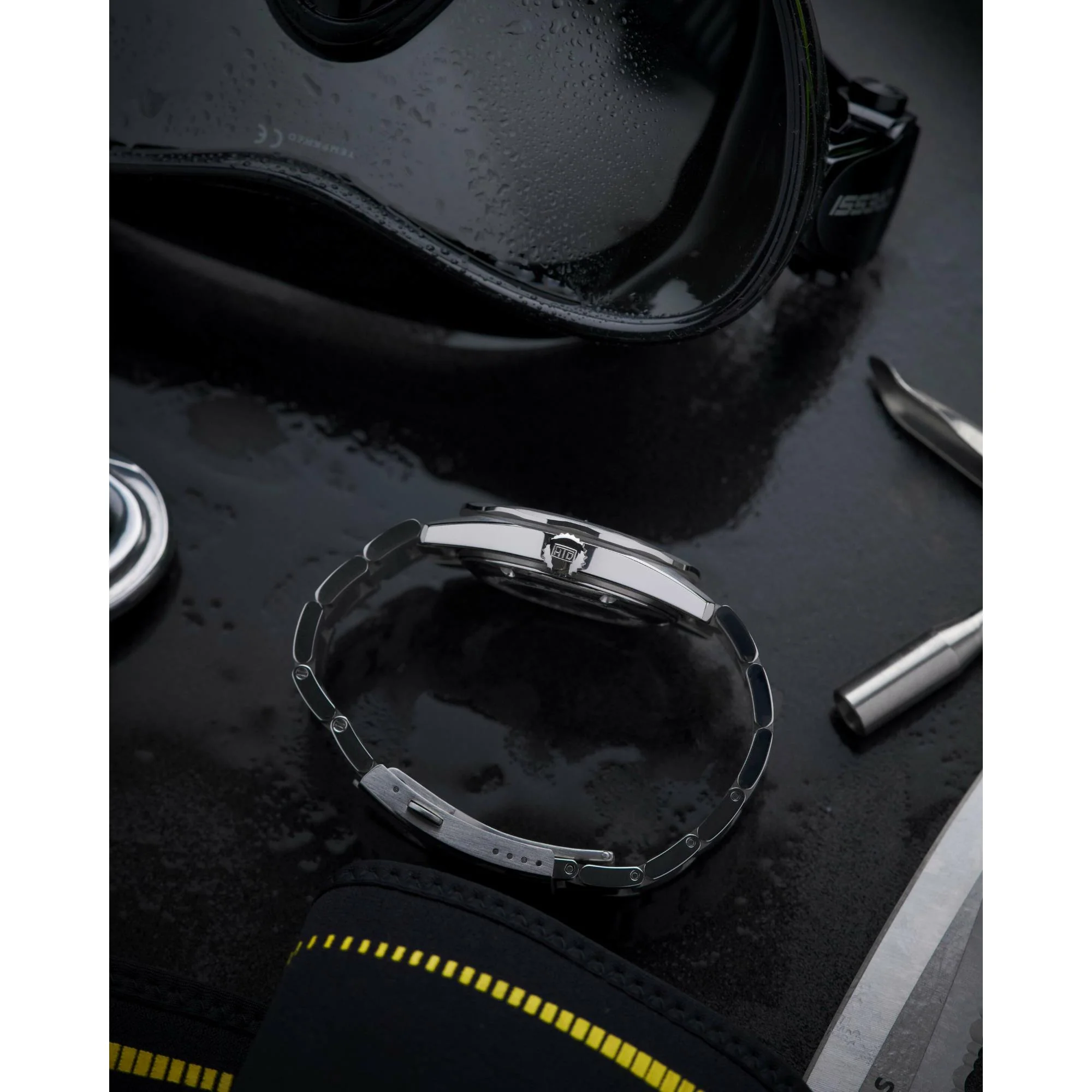 HTD Aquatic Bicchierini Automatic Black Dial Steel Strap Men's Watch A25F09B - Image 3
