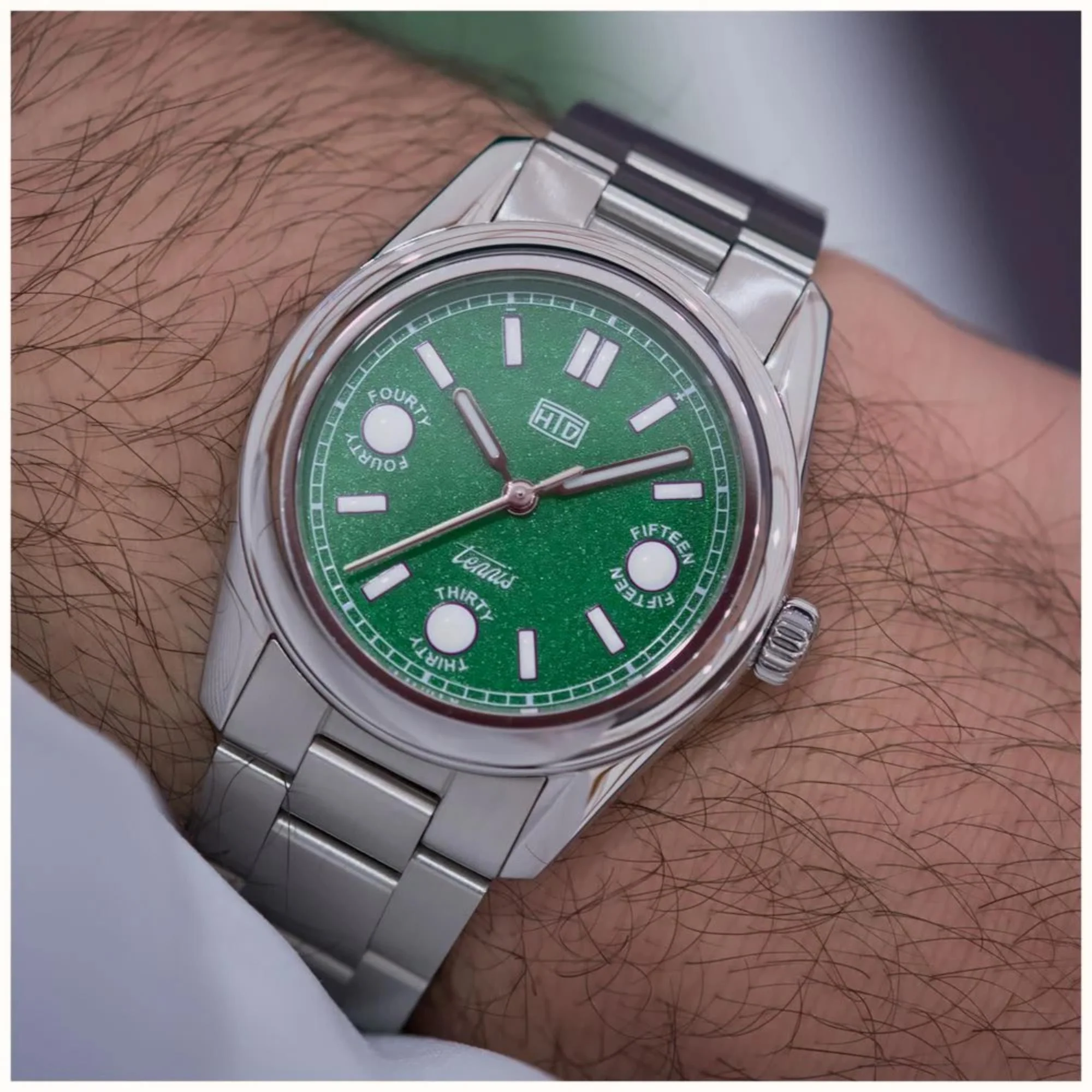 HTD Tennis Erba Automatic Green Dial Steel Strap Unisex Sports Watch T23S01_E - Image 17