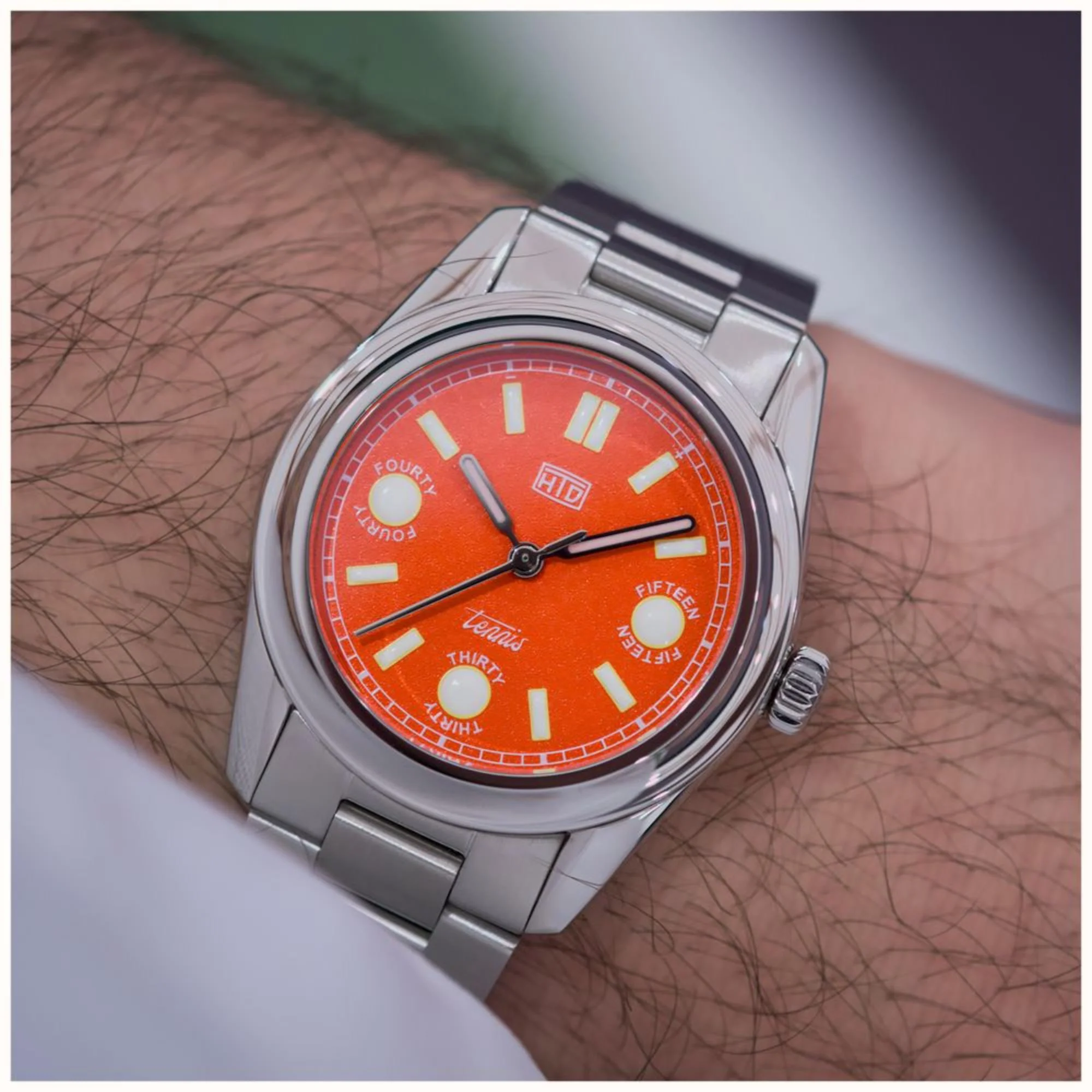 HTD Tennis Terra Automatic Orange Dial Steel Strap Unisex Sports Watch T23S01_T - Image 7