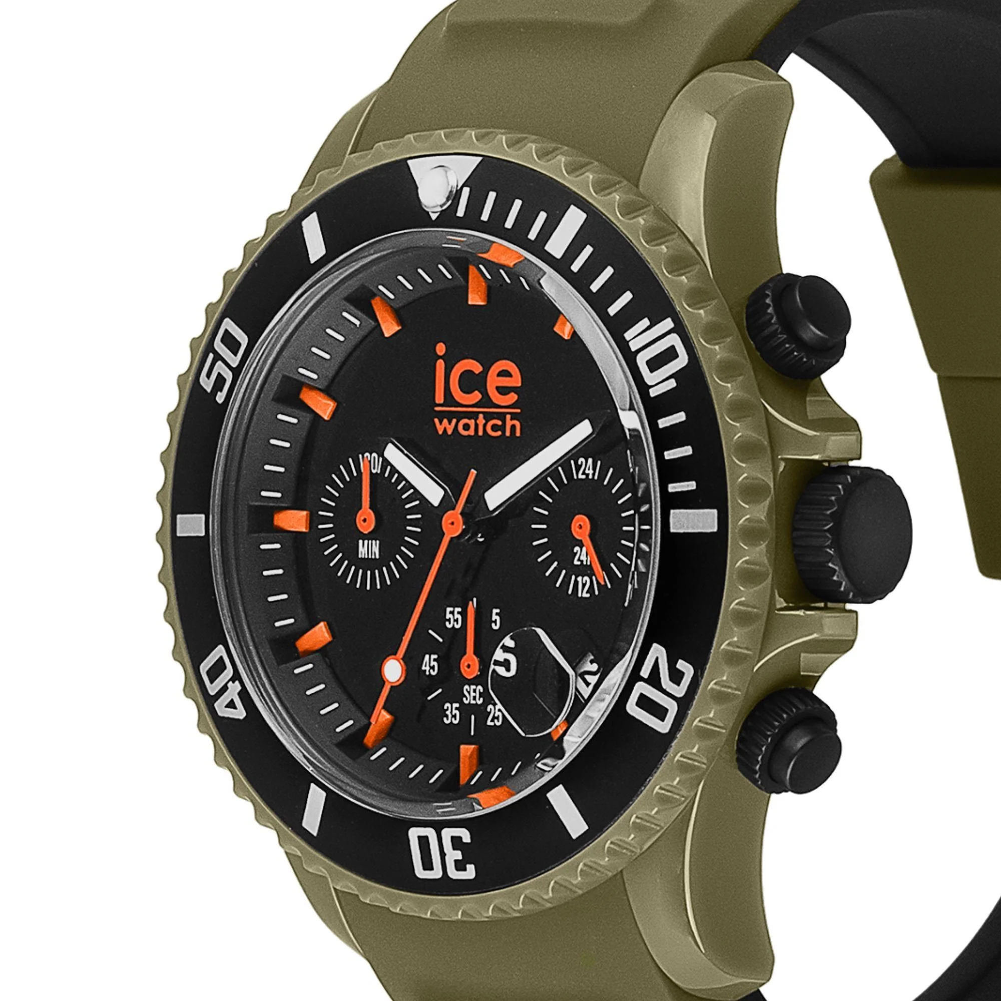 ICE Watch ICE Chrono Khaki Orange Dial Silicone Strap Watch 021427 - Image 3