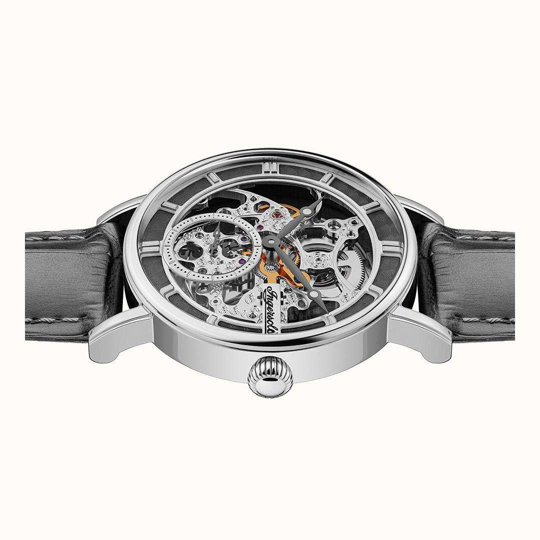 Ingersoll The Herald Automatic Grey Leather Strap Silver Dial Men's Watch I00402B - Image 3
