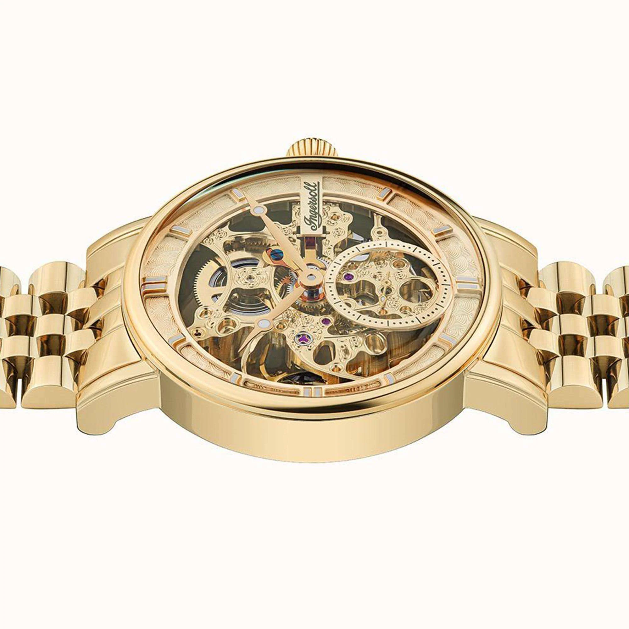 Ingersoll 1892 The Herald Automatic Watch with a Pale Gold Dial and a Gold Stainless Steel Bracelet I00408 - Image 4