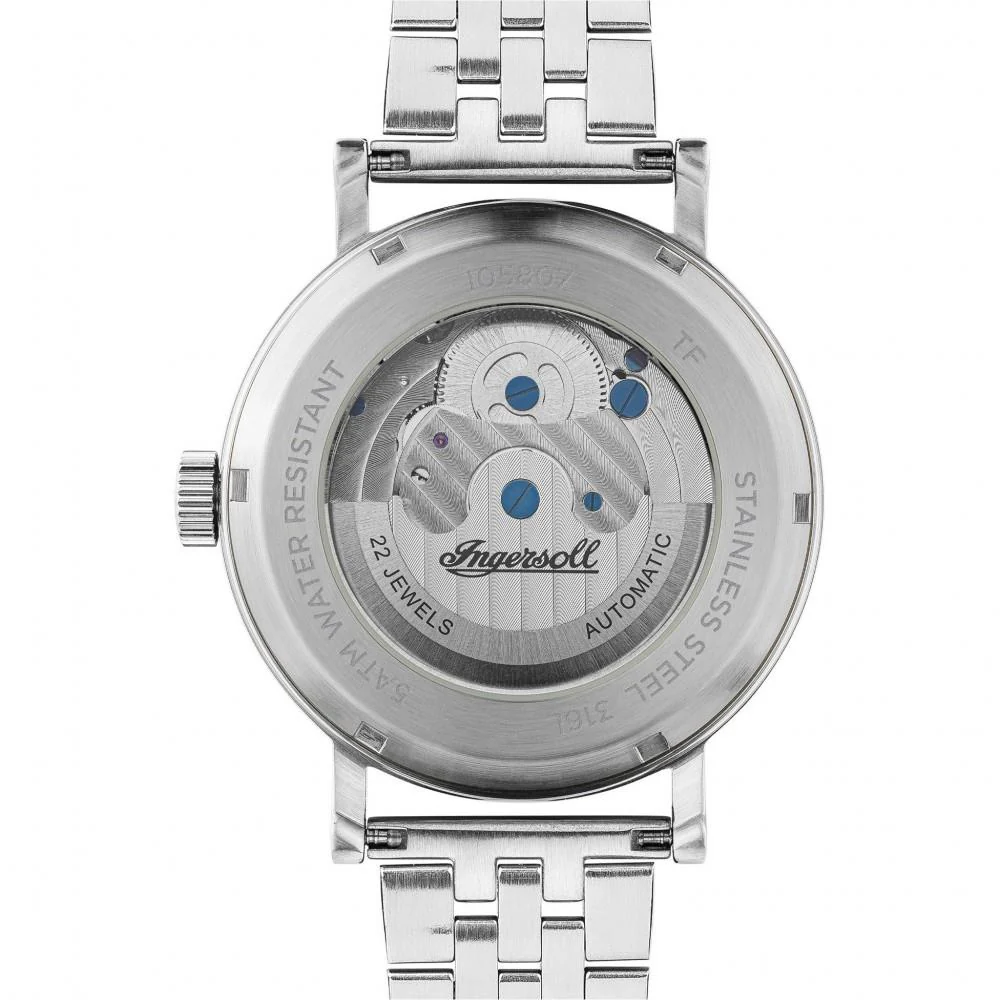 Ingersoll 1892 The Charles Automatic Men's Watch with Black Skeleton Dial and Silver Stainless Steel Bracelet - I05807 - Image 11