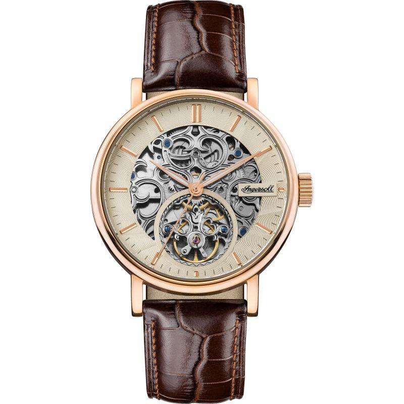 Ingersoll 1892 The Charles Automatic Men's Watch with Champagne Skeleton Dial and Brown Leather Strap - I05805 - Image 8