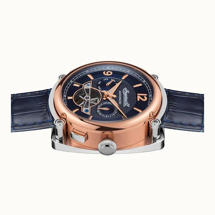 Ingersoll 1892 The Michigan Automatic Blue Dial Leather Strap Men's Watch I01101B - Image 9