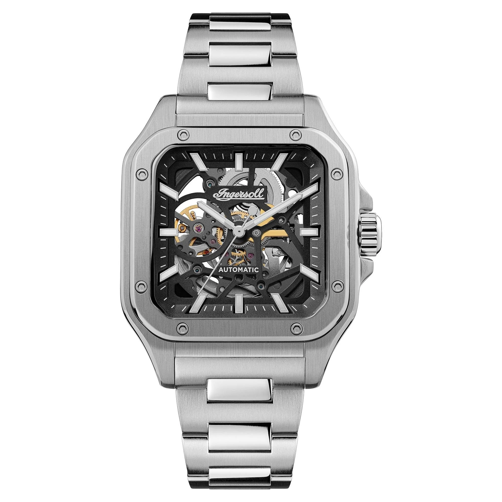 Ingersoll The Ollie Automatic Black Skeleton Dial Stainless Steel Bracelet Men's Watch I14501 - Image 8