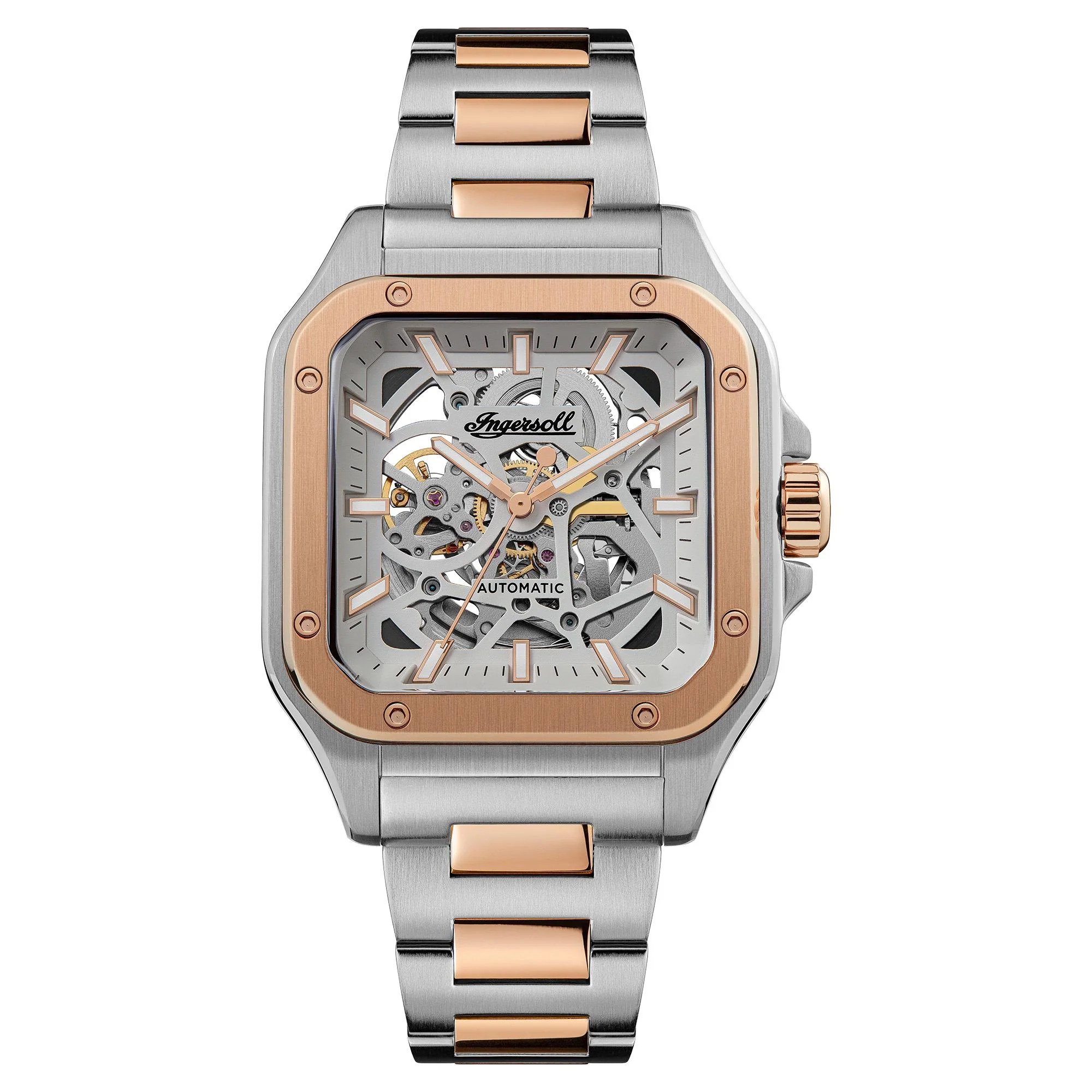 Ingersoll The Ollie Automatic Grey Skeleton Dial Two-Tone Stainless Steel Bracelet Men's Watch I14502 - Image 7