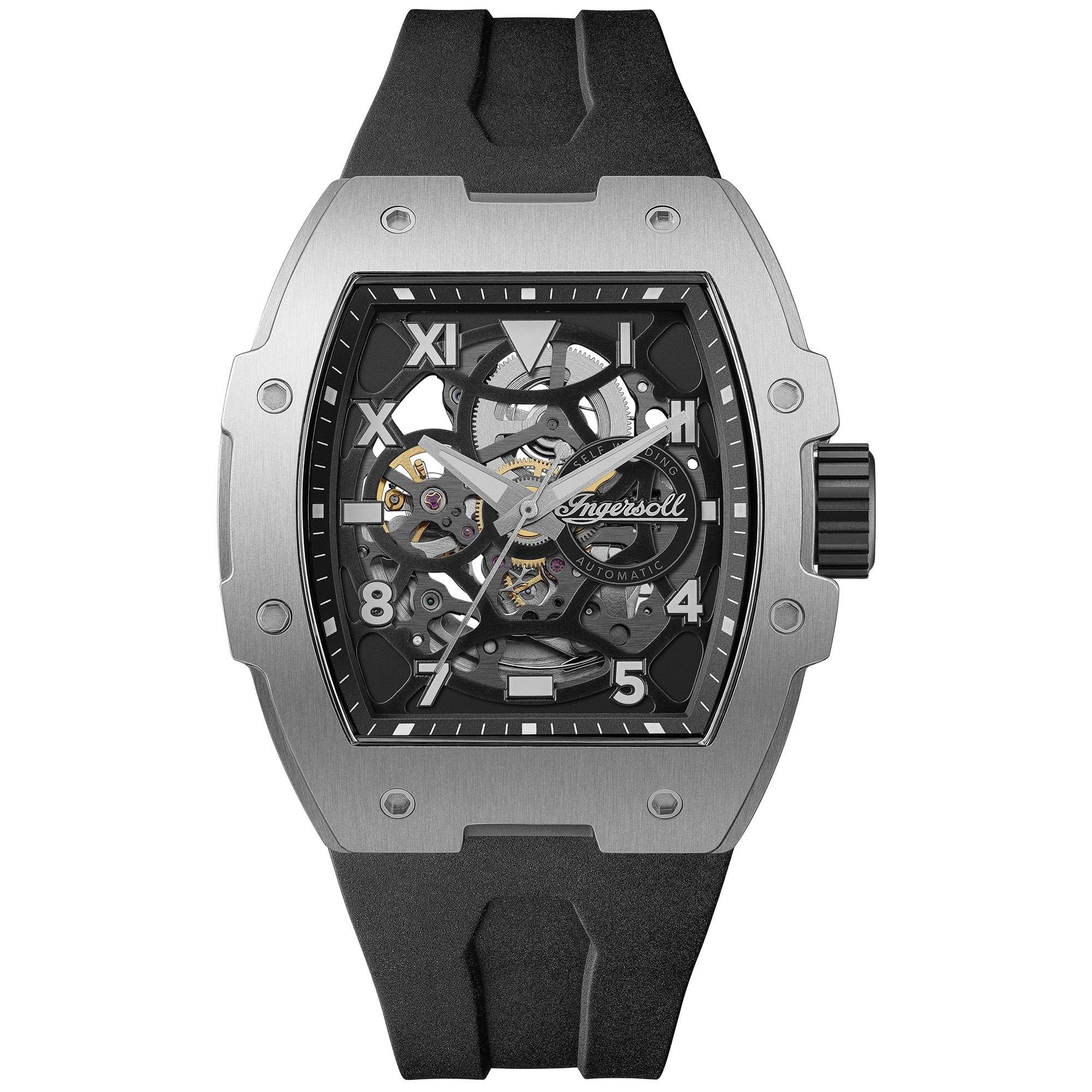 Ingersoll 1892 The Play Automatic Men's Watch with Black Skeleton Dial and Black PU Strap - I15301 - Image 7