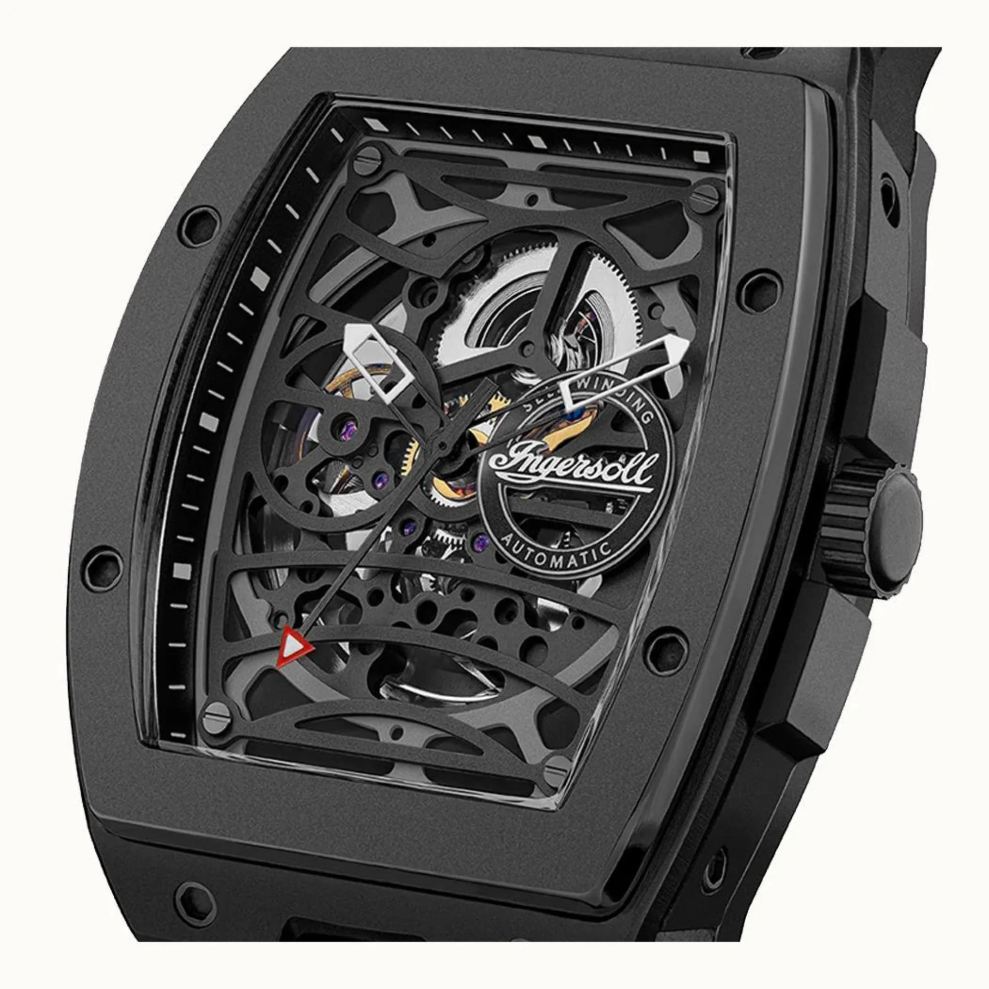 Ingersoll 1892 The Rim Automatic Black Leather Strap Black Dial Men’s Watch I16201 - Image 6