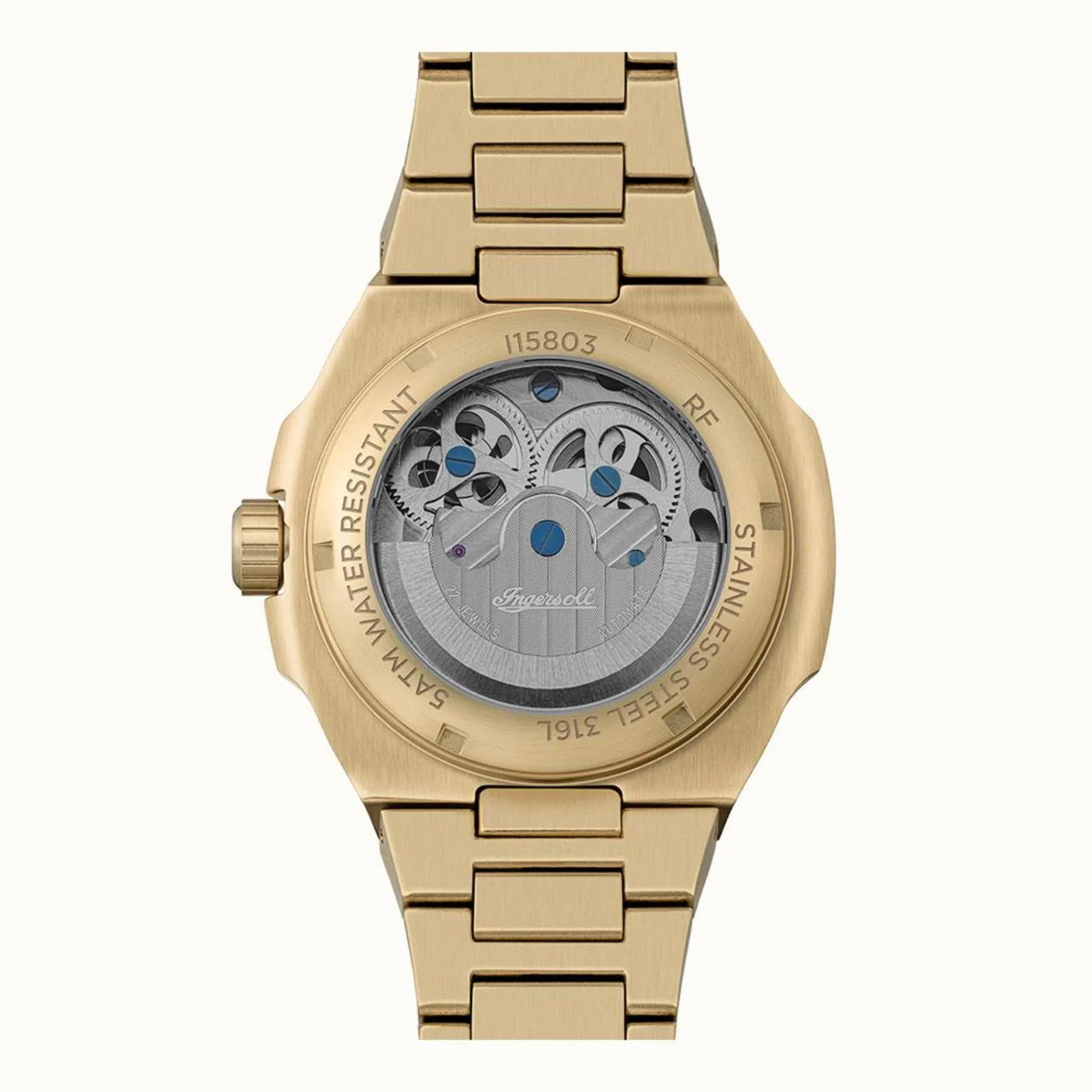 Ingersoll 1892 The Spirit Automatic Golden Dial Men’s Watch Silver Stainless Steel Bracelet I15803 - Image 12