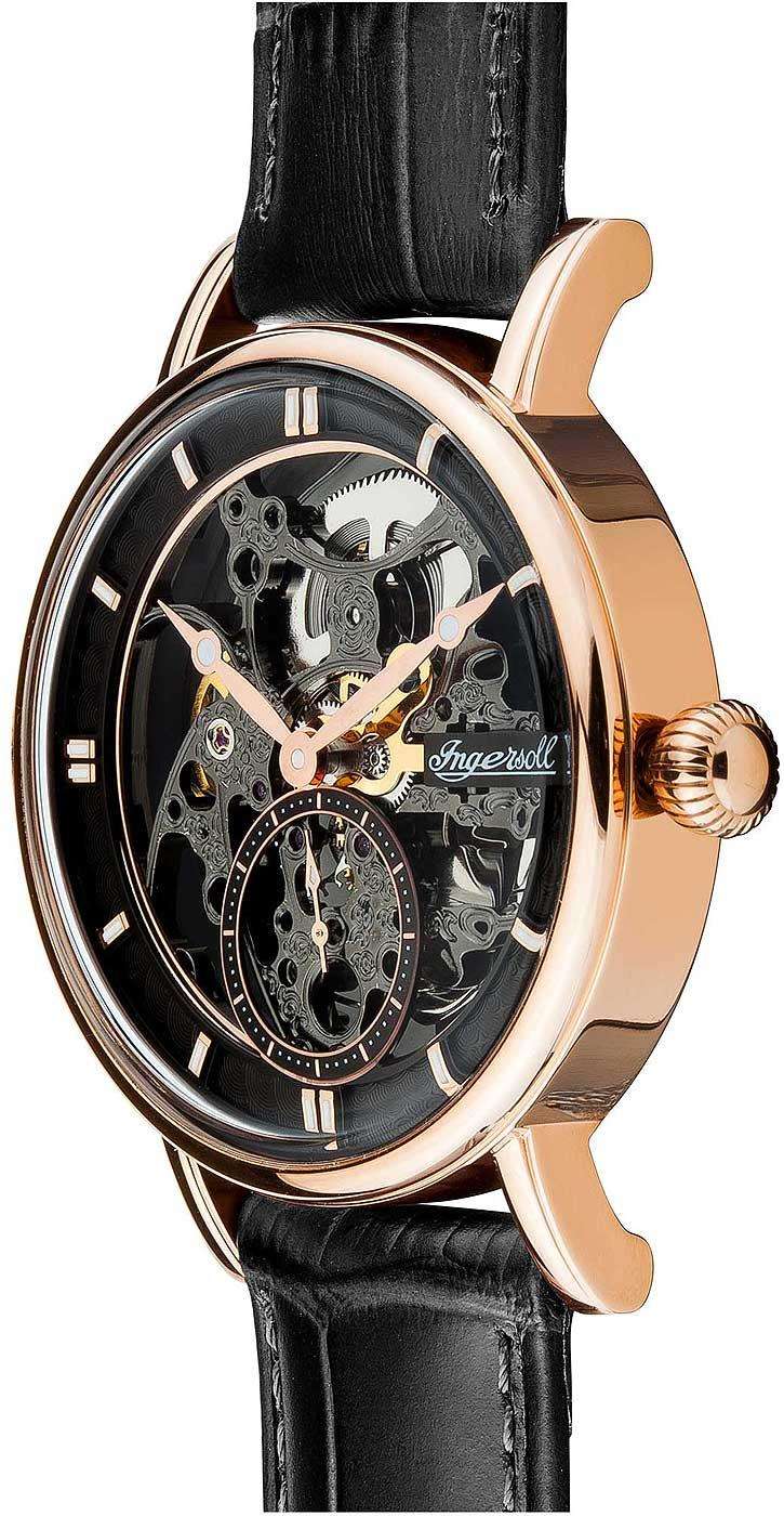 Ingersoll The Herald Automatic Watch with a Skeleton Dial and a Black Leather Strap I00403B - Image 3
