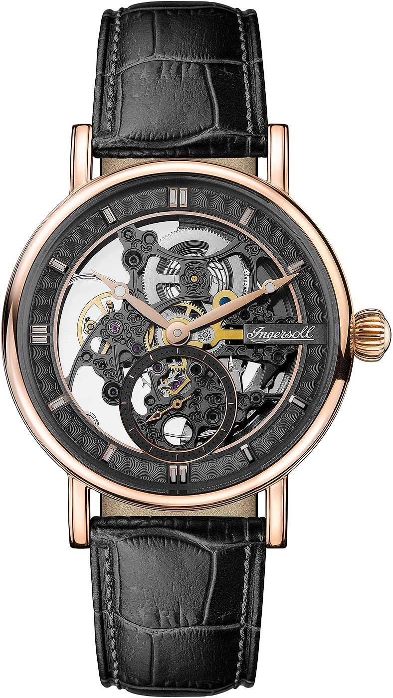 Ingersoll The Herald Automatic Watch with a Skeleton Dial and a Black Leather Strap I00403B - Image 5
