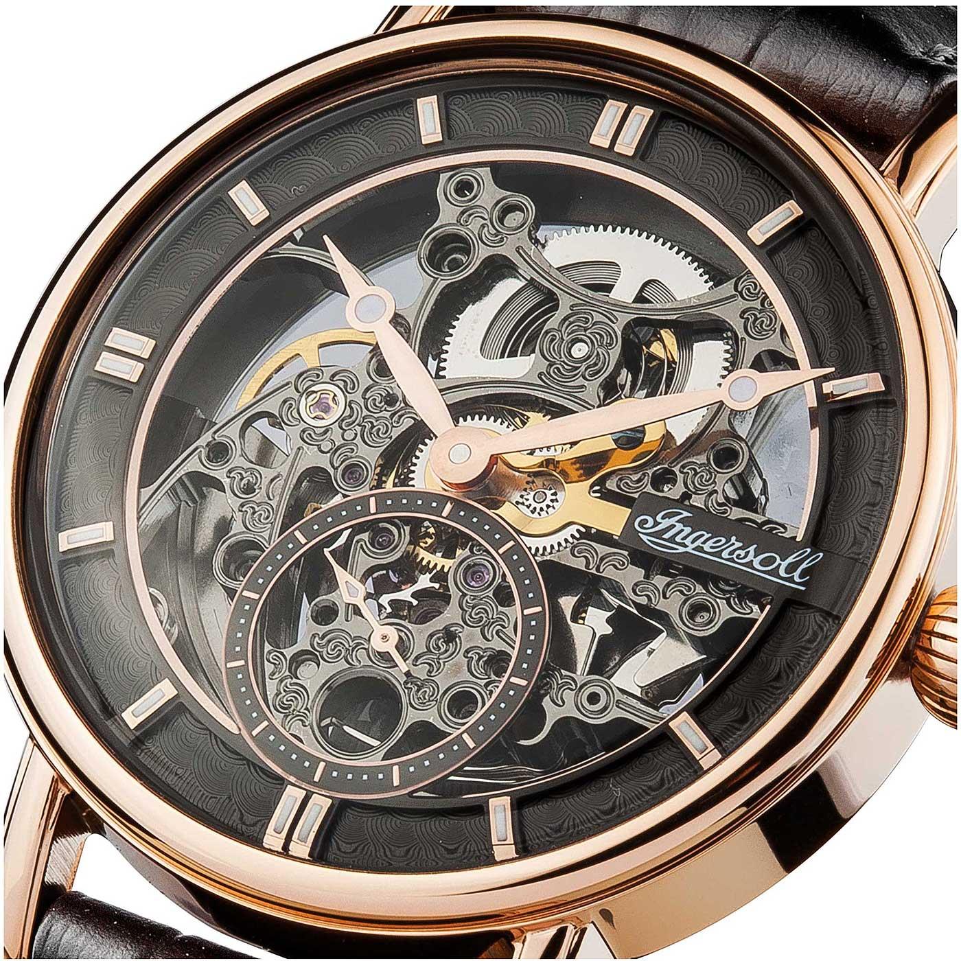 Ingersoll The Herald Automatic Watch with a Skeleton Dial and a Black Leather Strap I00403B - Image 7