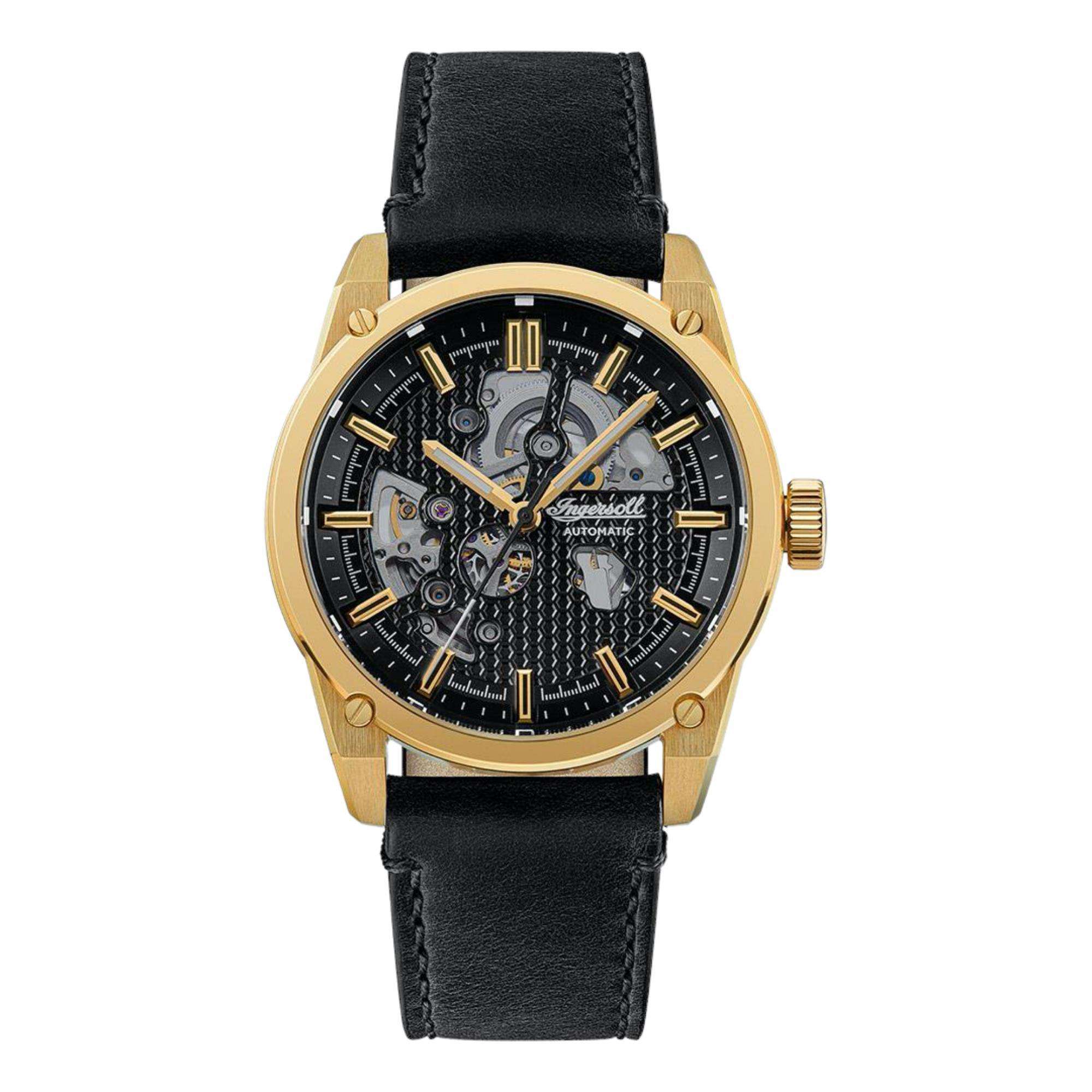 Ingersoll The Carroll Automatic Black Dial Black Leather Strap Men's Watch I11601 - Image 2