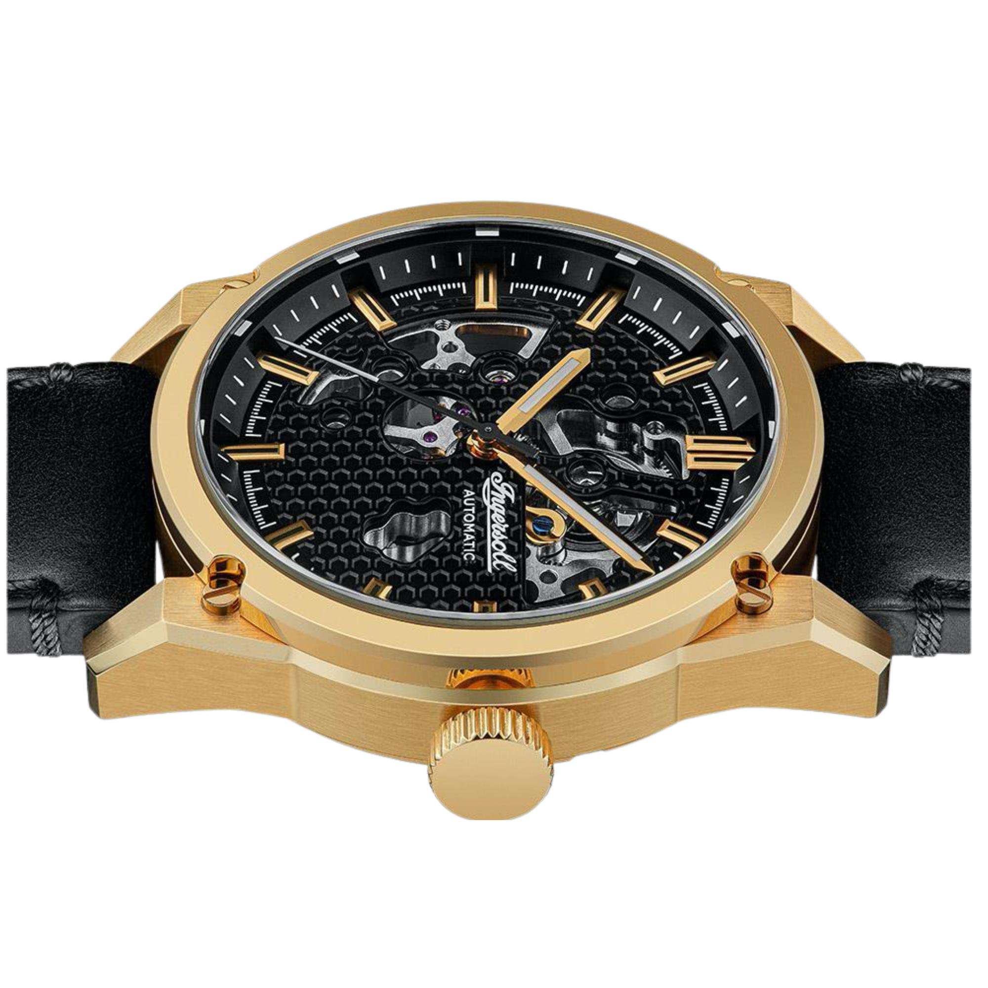 Ingersoll The Carroll Automatic Black Dial Black Leather Strap Men's Watch I11601 - Image 4