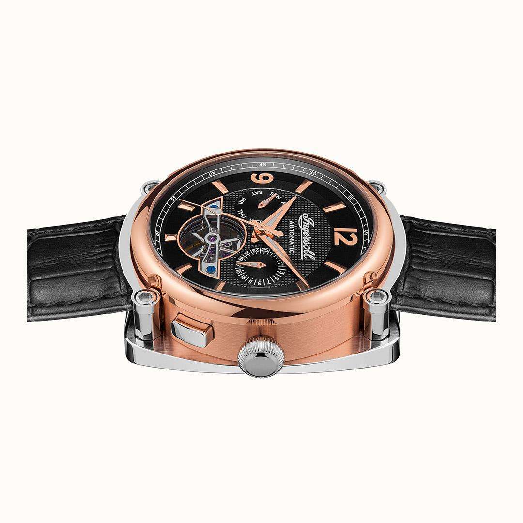 Ingersoll The Michigan Automatic Black Dial Black Leather Strap Men's Watch I01102B - Image 4