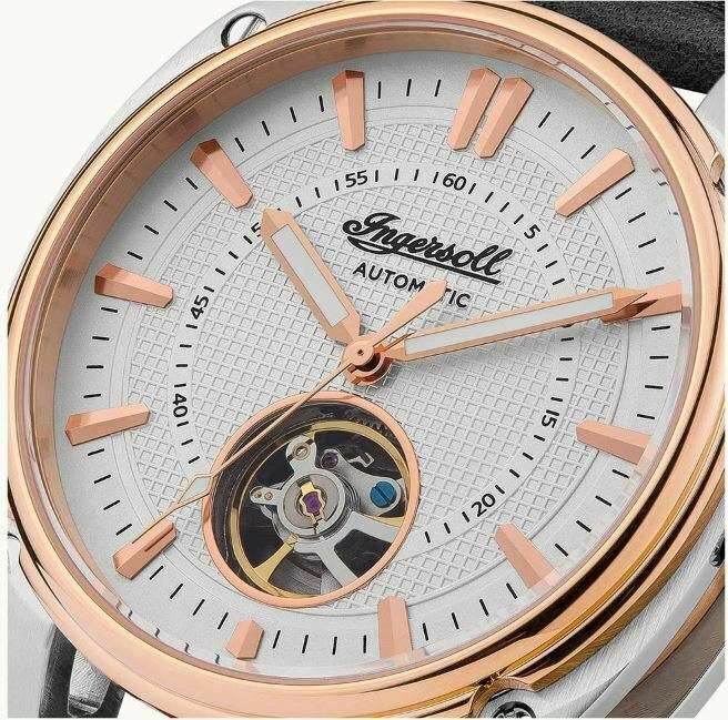 Ingersoll The Director Automatic White Dial Black Leather Strap Men's Watch I08101 - Image 5