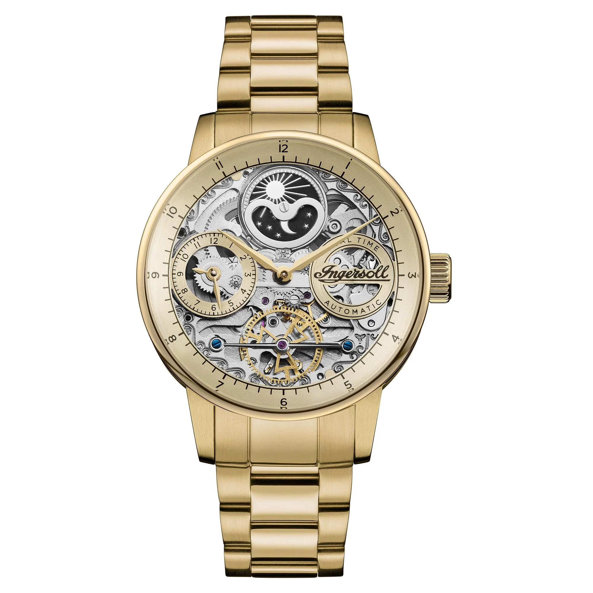 Ingersoll The Jazz Automatic Gold Dial Gold Stainless Steel Bracelet Men's Watch I07711 - Image 8