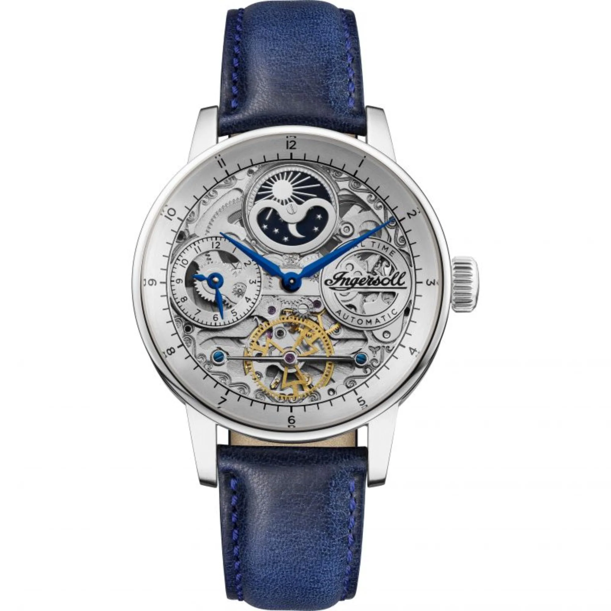 Ingersoll The Jazz Automatic Movement Skeleton Dial Blue Leather Strap Men's Watch I07702 - Image 6