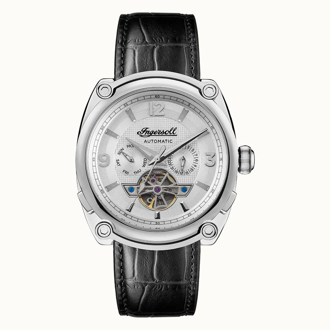 Ingersoll The Michigan Automatic White Dial Black Leather Strap Men's Watch I01105 - Image 7