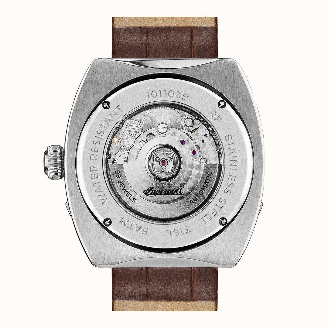 Ingersoll The Michigan Automatic White Dial Brown Leather Strap Men's Watch I01103B - Image 6