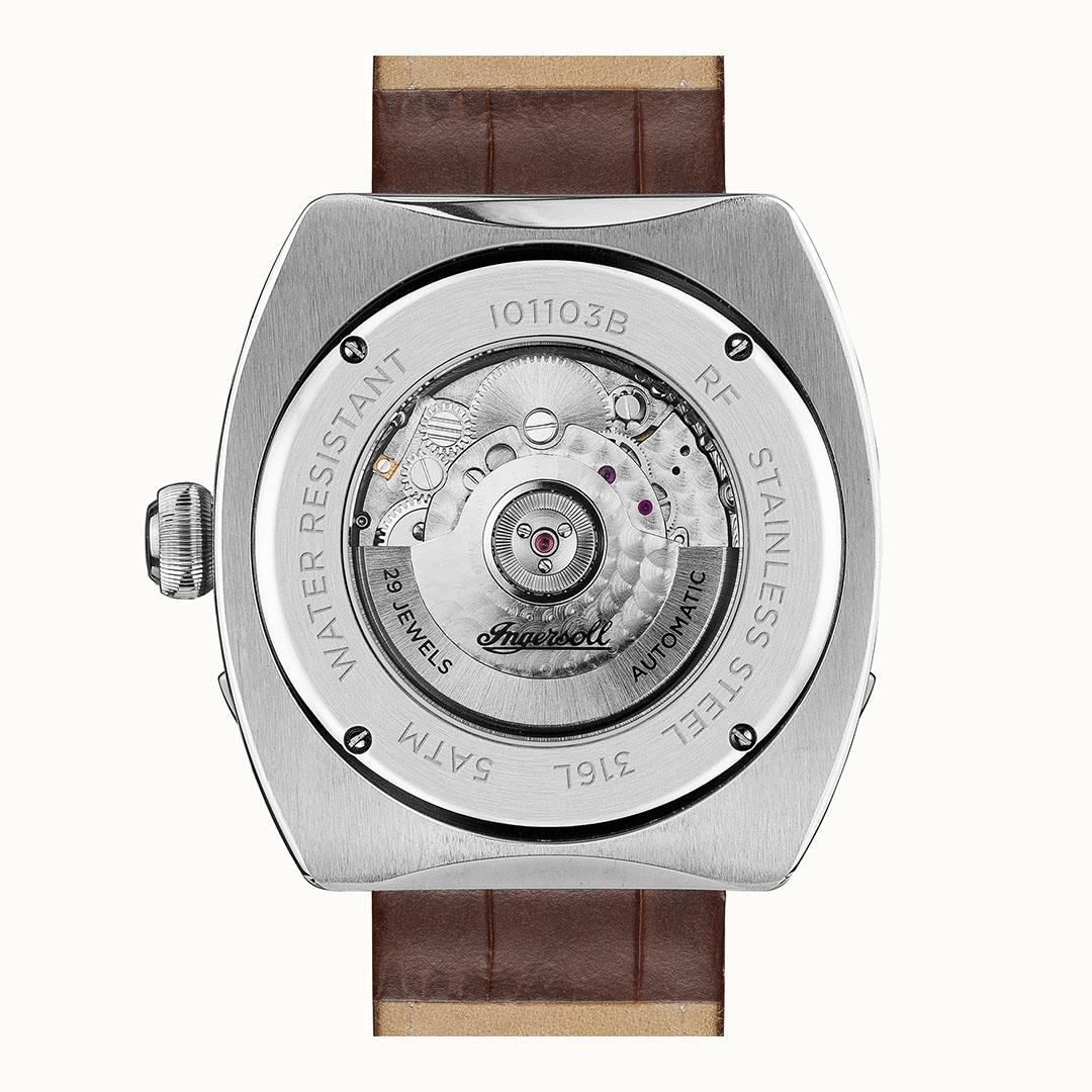 Ingersoll The Michigan Automatic White Dial Brown Leather Strap Men's Watch I01103B - Image 9