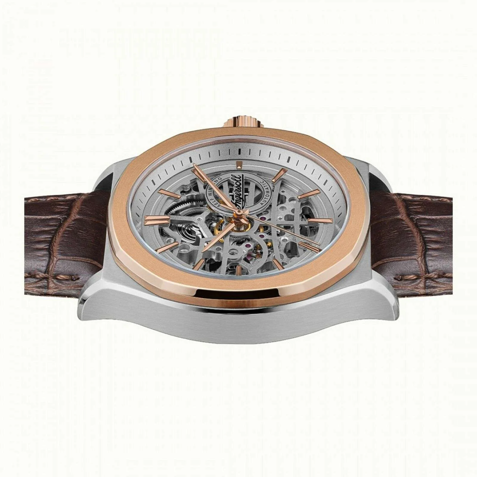 Ingersoll The Orville Automatic Silver Skeleton Dial Brown Leather Strap Men's Watch I09301B - Image 38