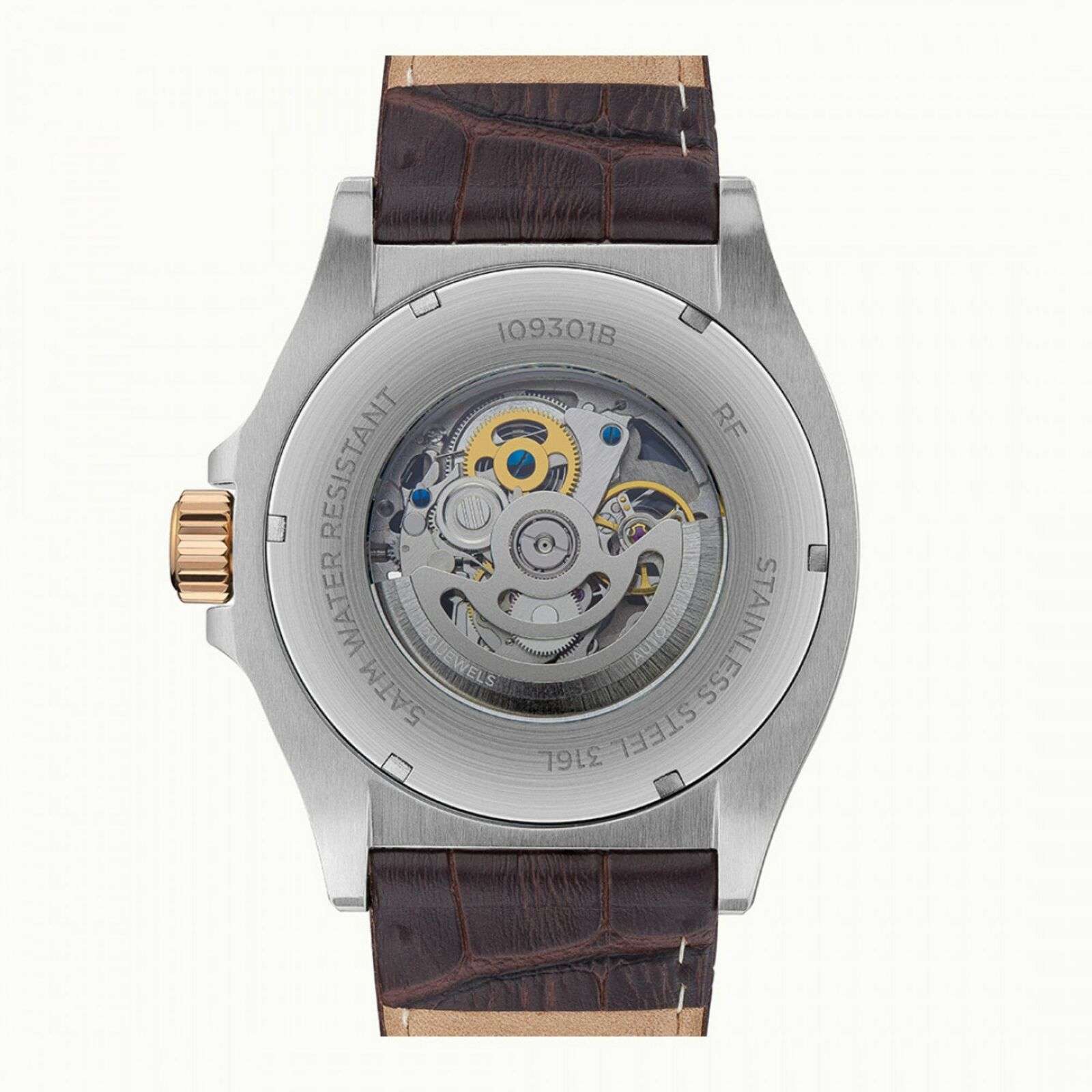 Ingersoll The Orville Automatic Silver Skeleton Dial Brown Leather Strap Men's Watch I09301B - Image 40
