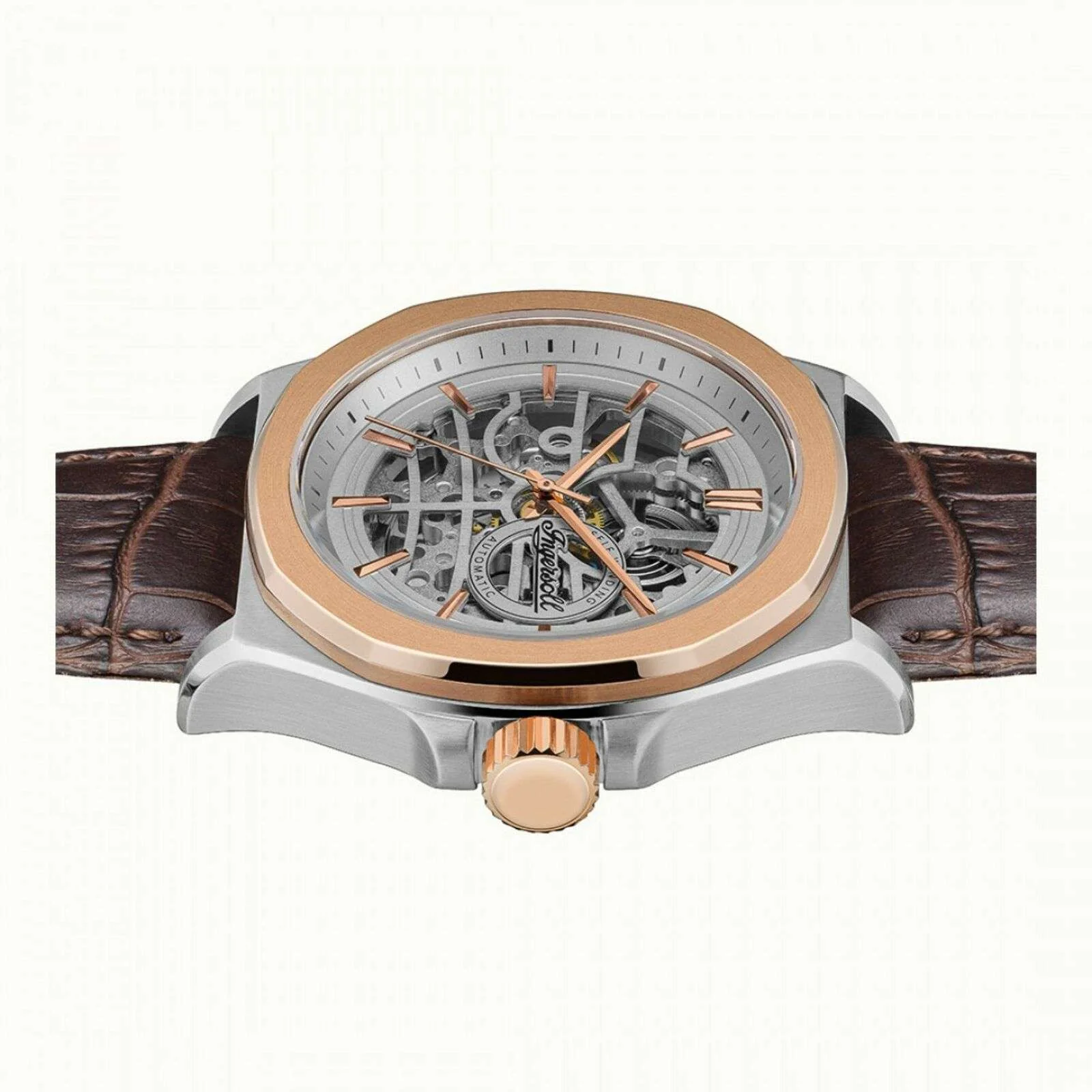 Ingersoll The Orville Automatic Silver Skeleton Dial Brown Leather Strap Men's Watch I09301B - Image 43
